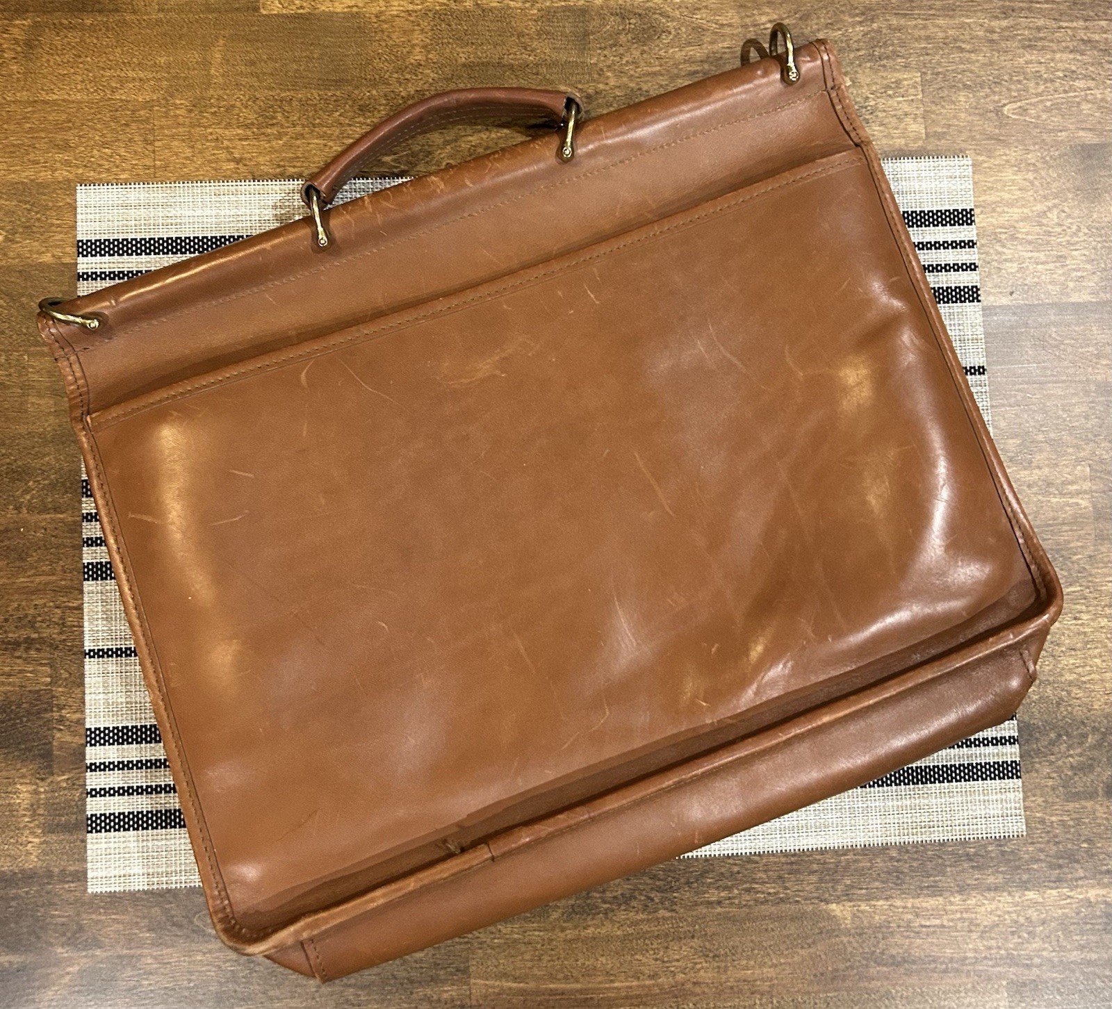 Vintage Jack Geoges Leather Briefcase Crossbody Laptop Bag made in USA No Strap