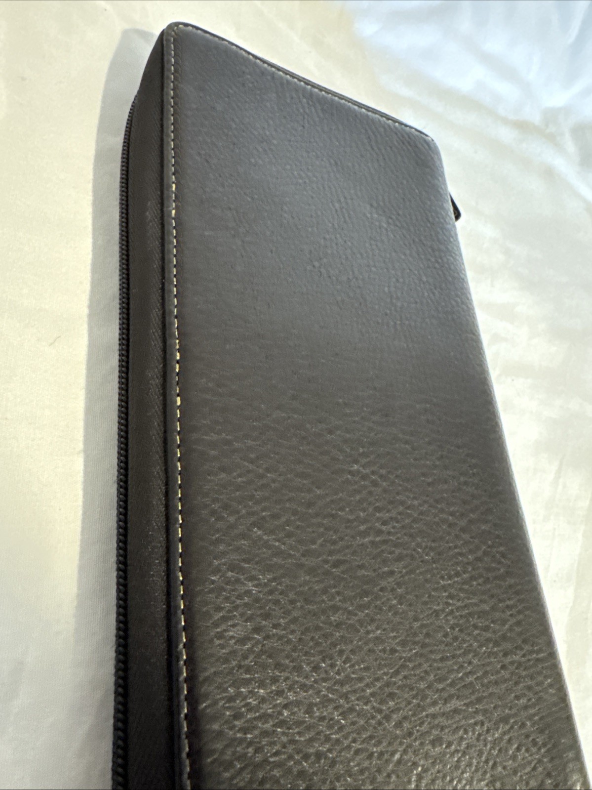 Levenger Zip-Around Black Premium Pebbled Leather Wallet Organizer Quality Lux