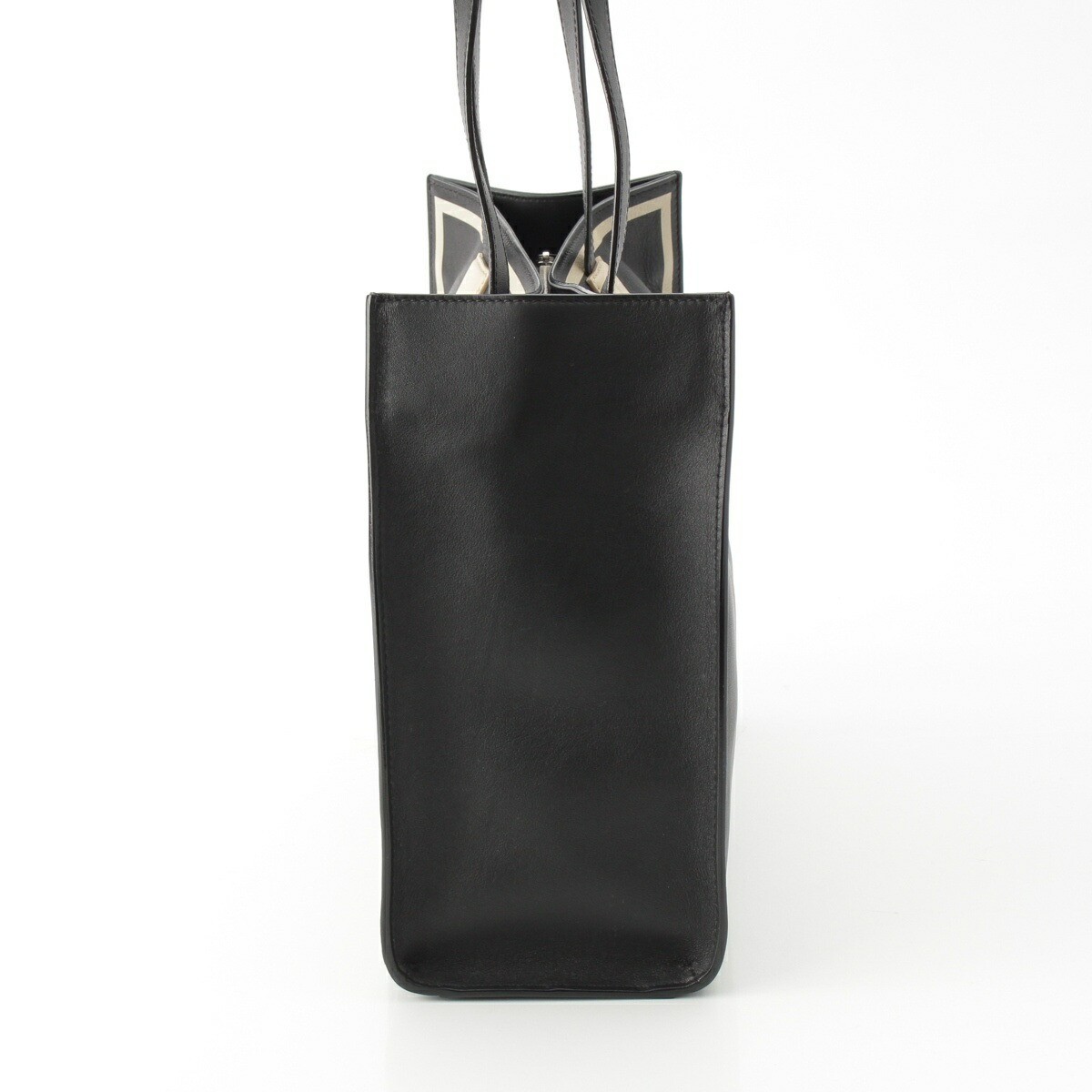 BALLY Crystalia Tote Shoulder Bag Black Leather 38x38x13cm pre-owned