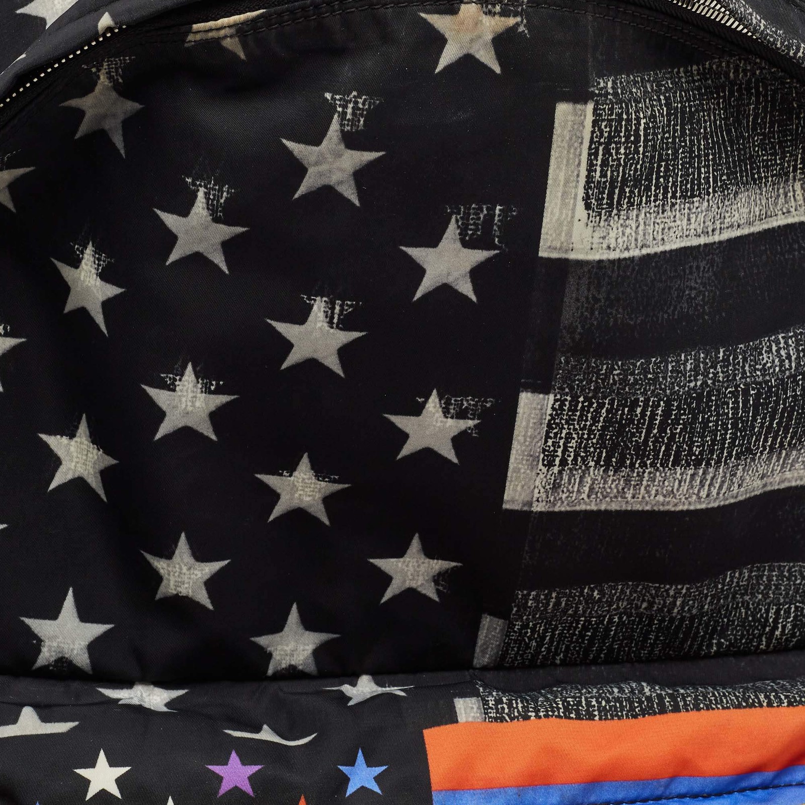 Givenchy Black Multicolor American Flag Print Nylon Backpack
