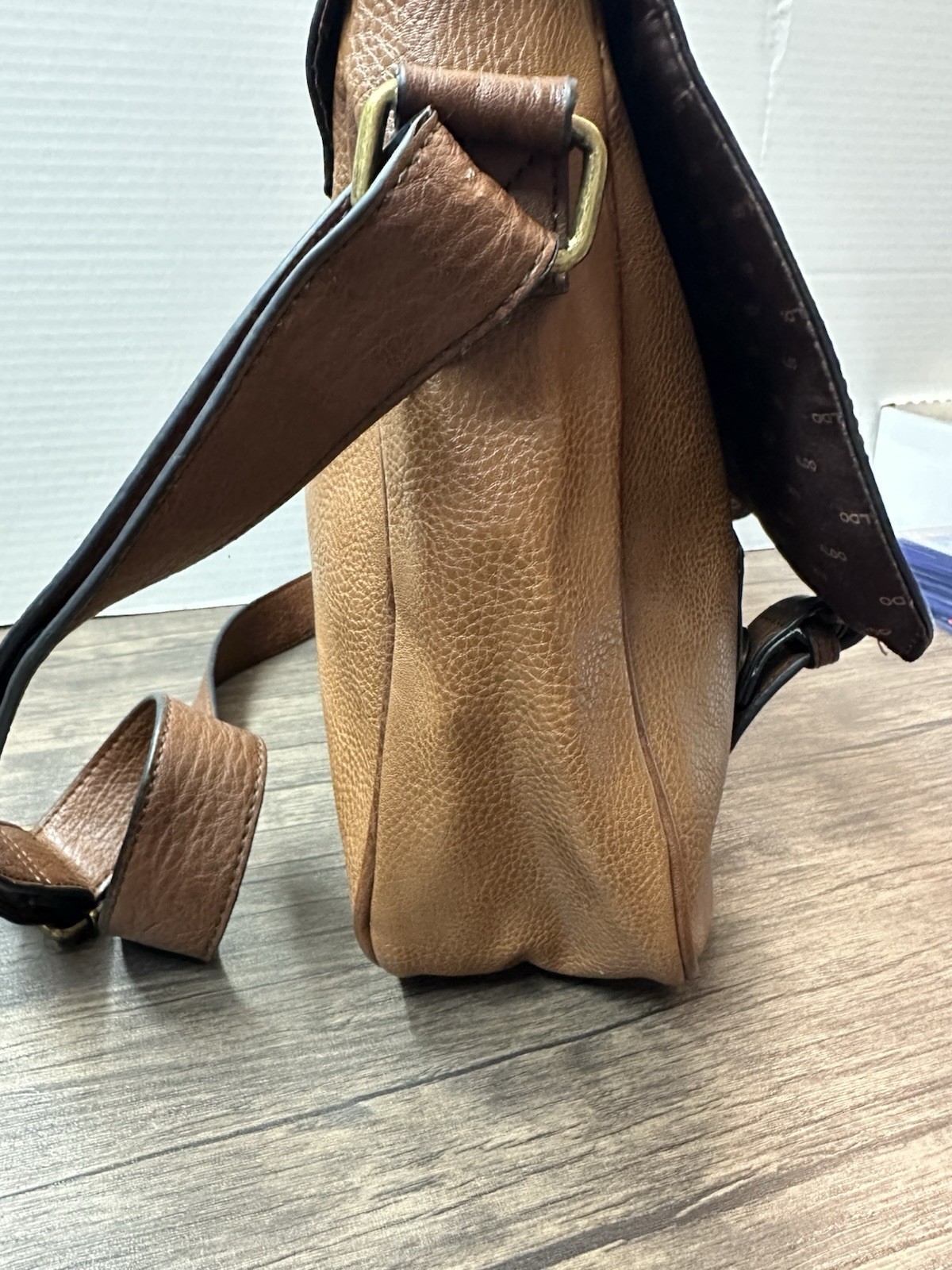 ALDO Leather Cognac Messenger Computer Travel Bag