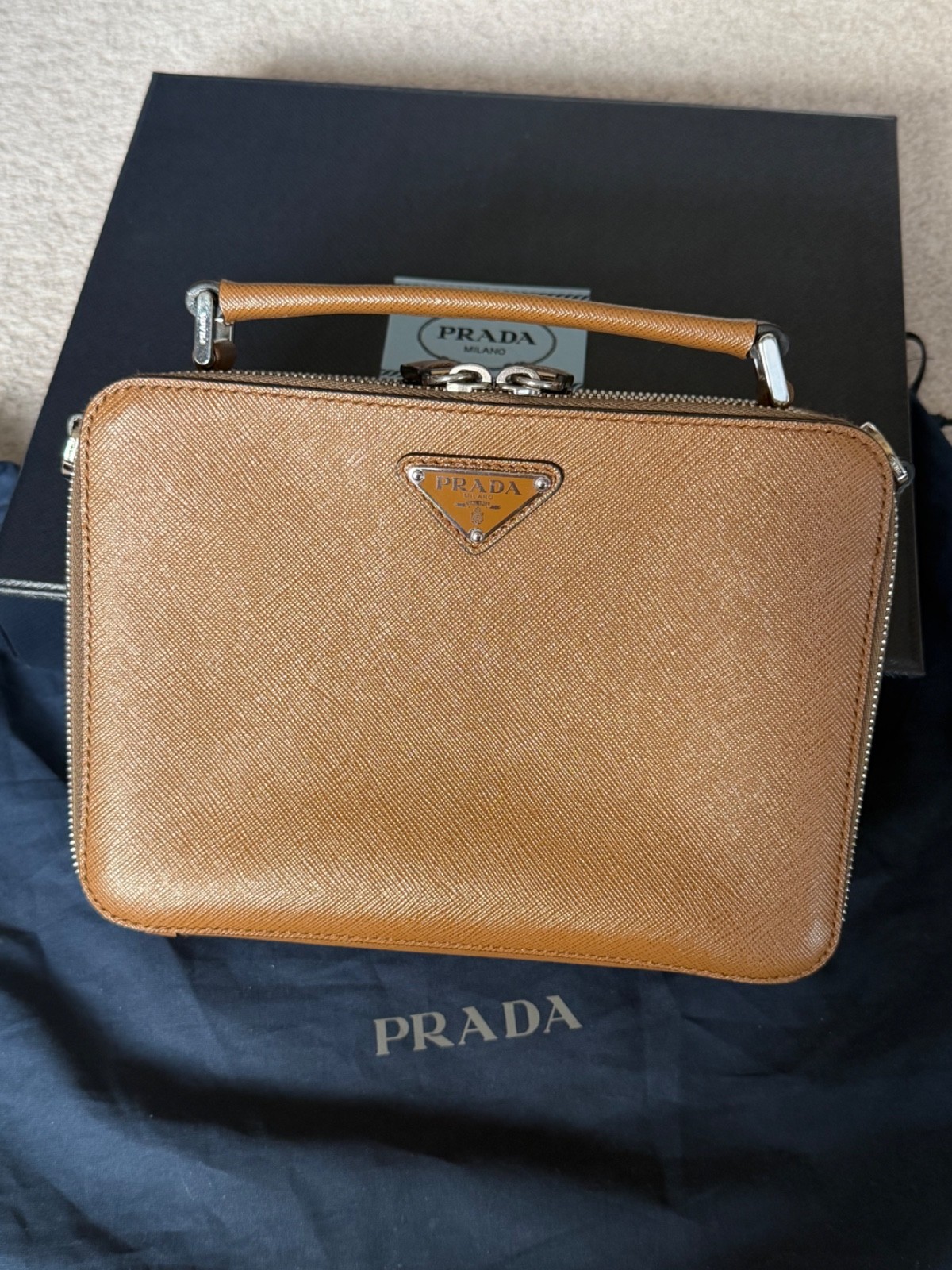 Prada Brique Saffiano Leather Brown Crossbody Bag 2VH069