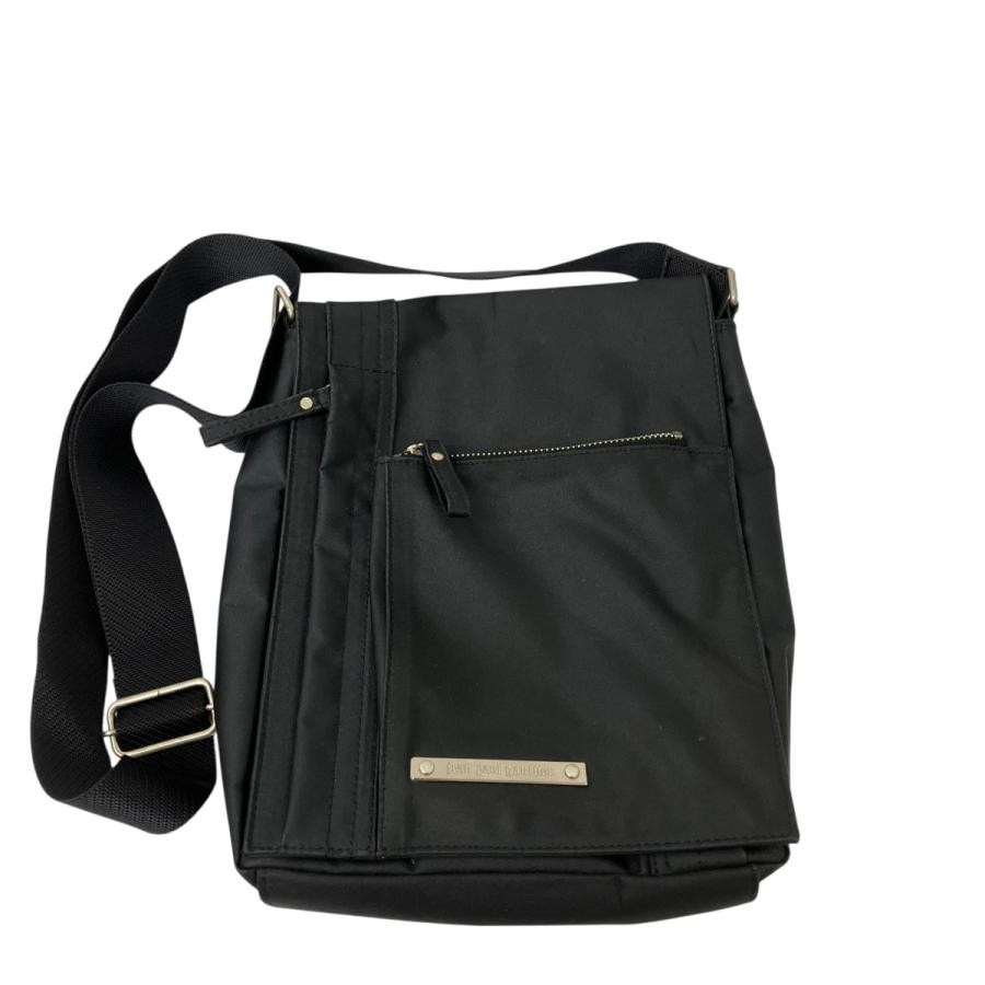 Jean Paul Gaultier Black Canvas Shoulder Bag Mens 21cm x 28cm Auth