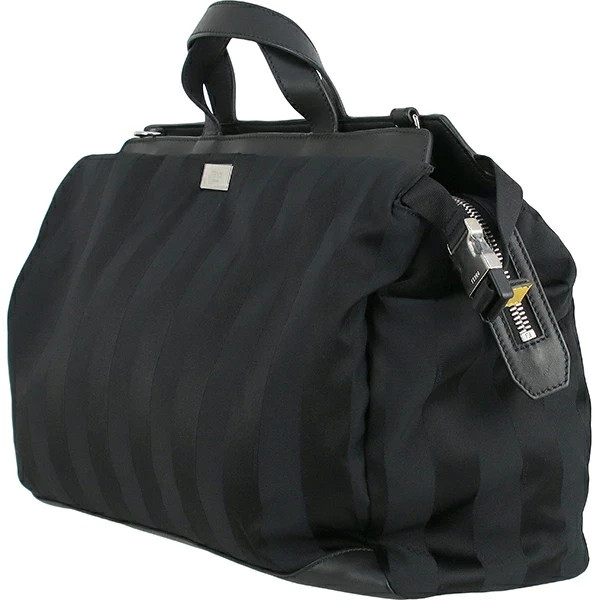 Fendi PEEKABOO Iconic Medium Pecan Canvas Leather 7VA501 Black Shoulder bag 2WAY
