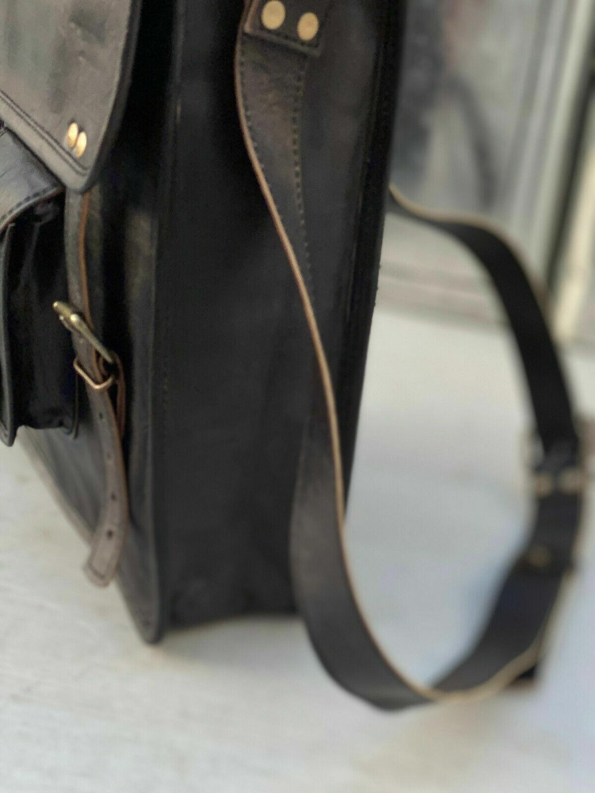 Leather messenger laptop satchel handmade vintage bag GVB Best Seller genuine
