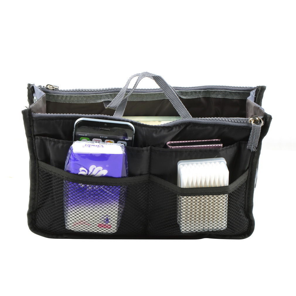1 black Travel Insert Handbag Organizer Purse Large Liner Organizer Tidy UNISEX
