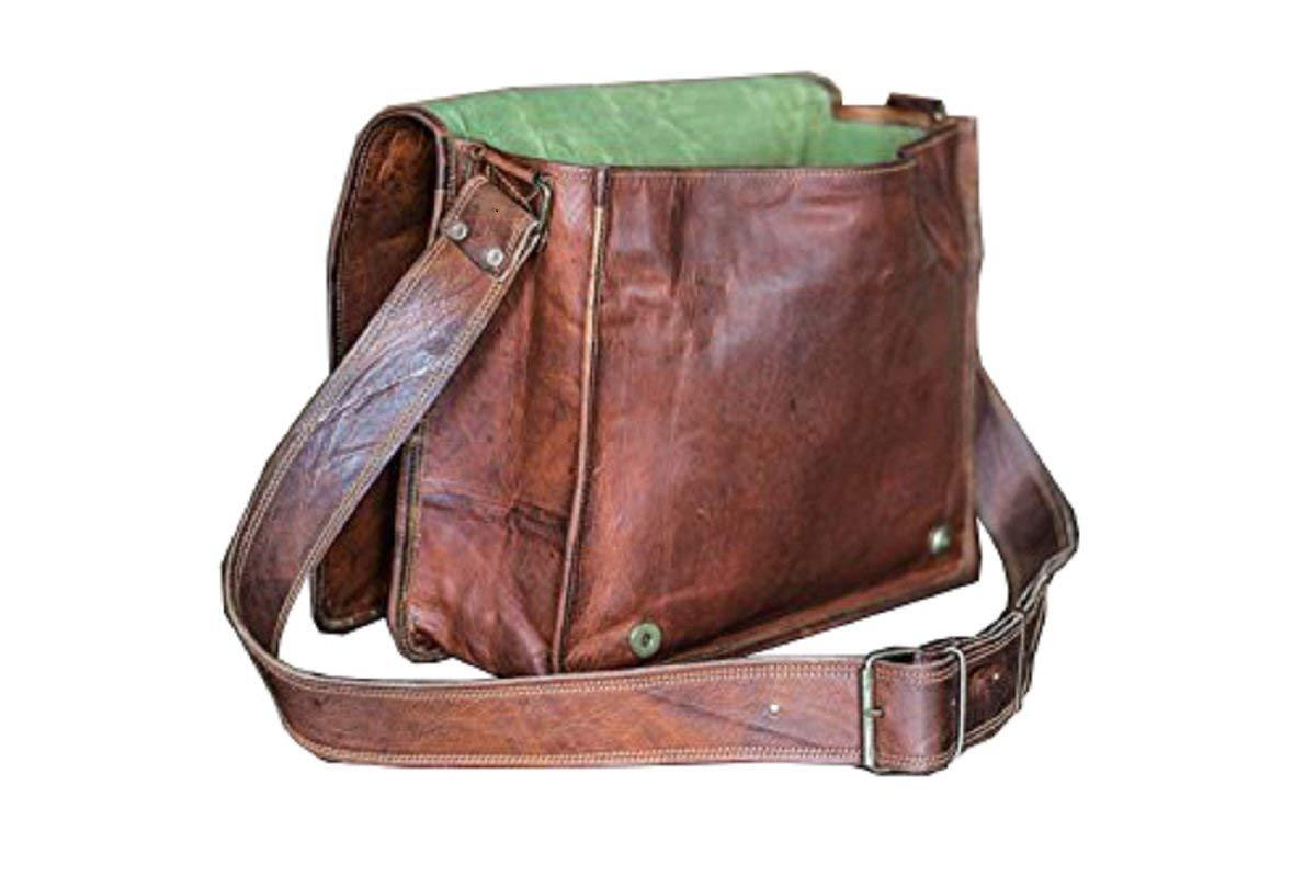 18″ Men’s Real Leather Vintage Laptop Messenger Handmade Briefcase Bag Satchel