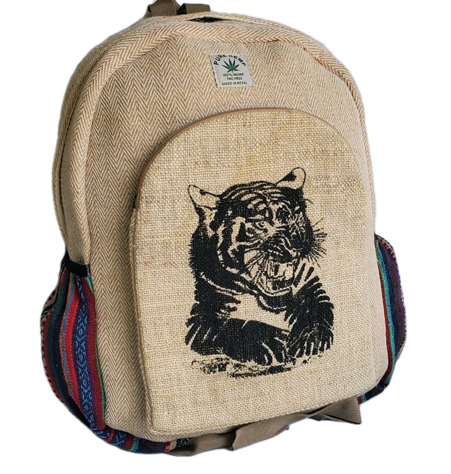 Large Embroidery Pure Hemp Backpack