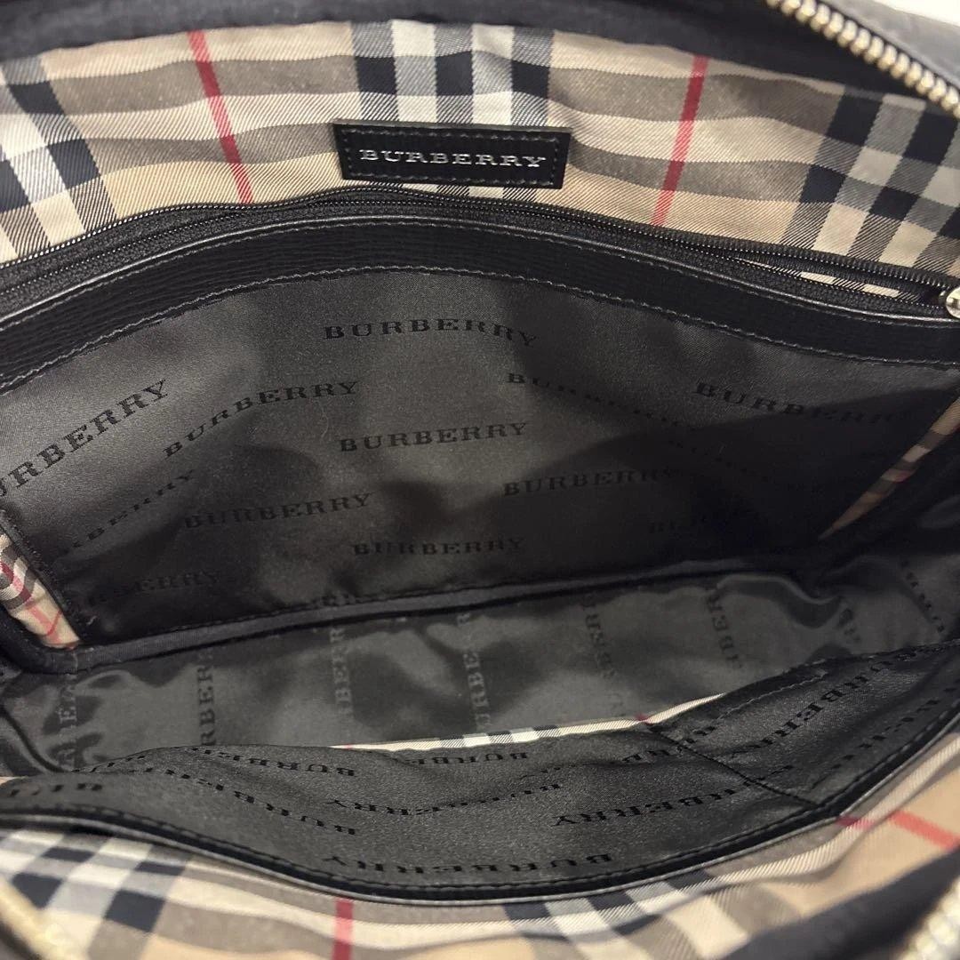 Authentic Burberry Black Leather Shoulder Bag 31cm x 24.5cm x 6.5cm with Nova Ch
