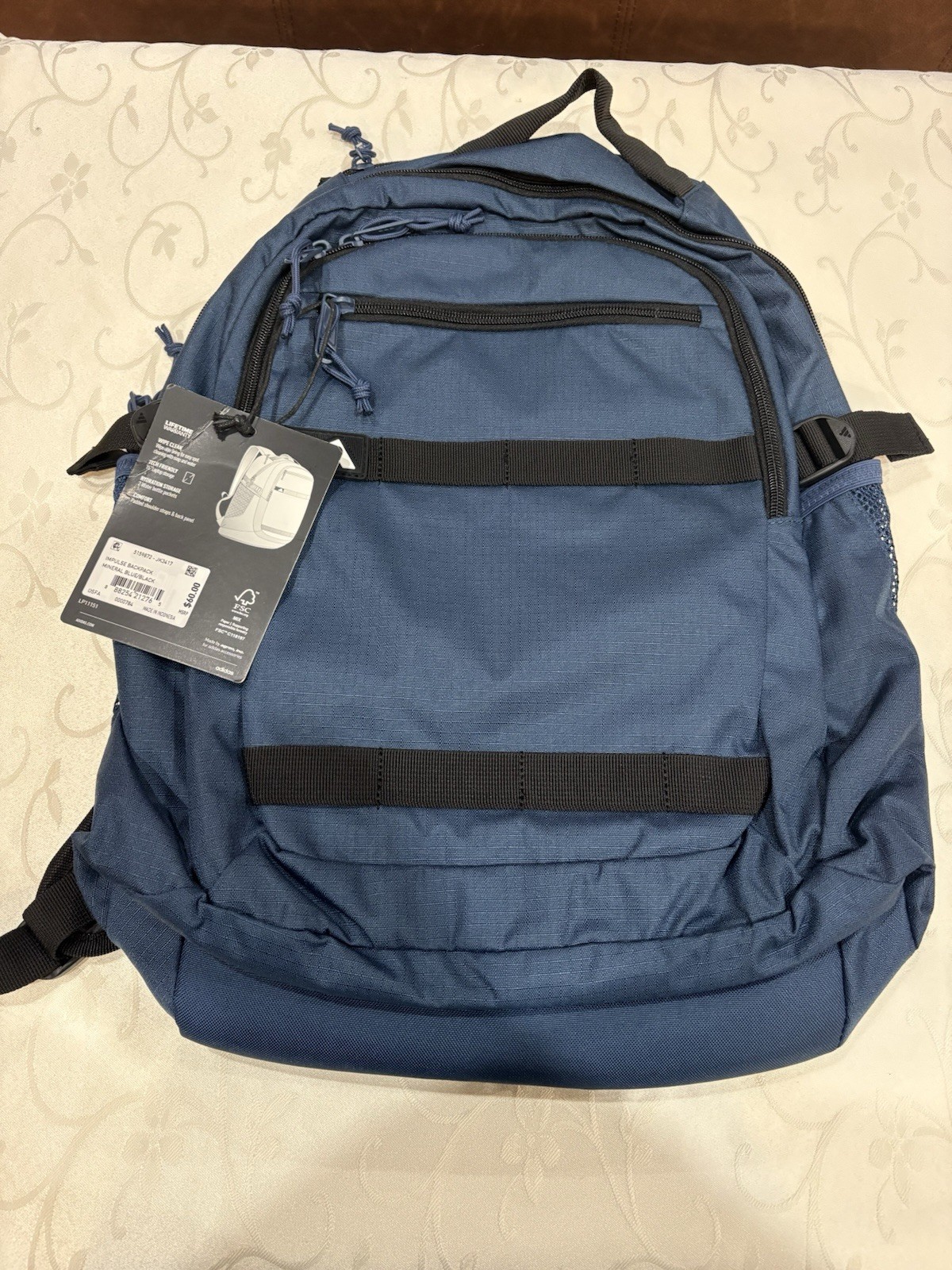 Adidas Impulse Backpack Mineral Blue W/ Hydration Storage And Tech Friendly NWT
