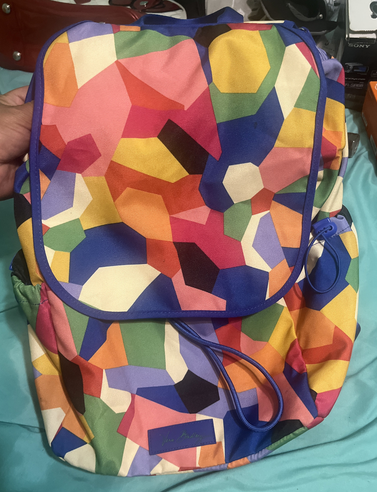 Vera Bradley Lighten Up Drawstring Backpack Pop Art Multicolor EUC Rare
