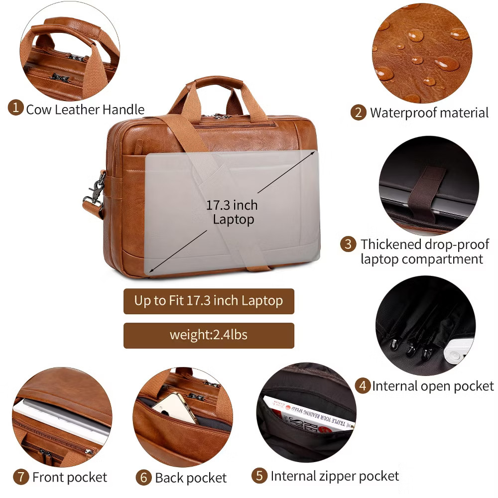 Faux Leather Messenger Bag for Men | 17 Inch Leather Mens Laptop