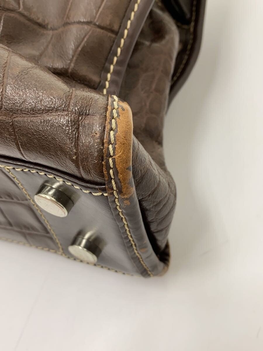 STEFANOMANO Tote Bag, Leather, BRW, Plain, Crocodile Embossed