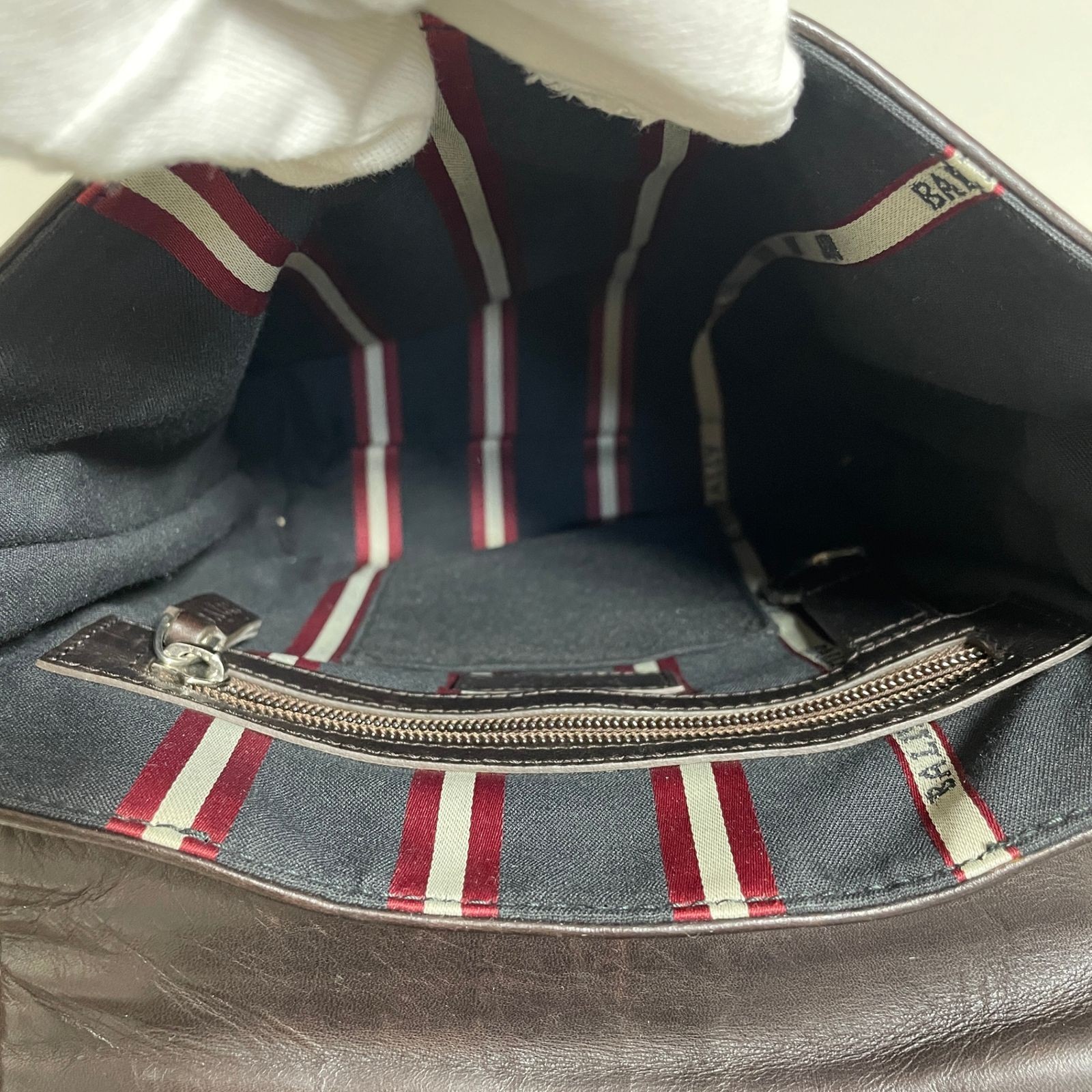 Authentic Bally Leather Shoulder Bag Dark Brown 26cm x 22cm x 8cm Approximate Si