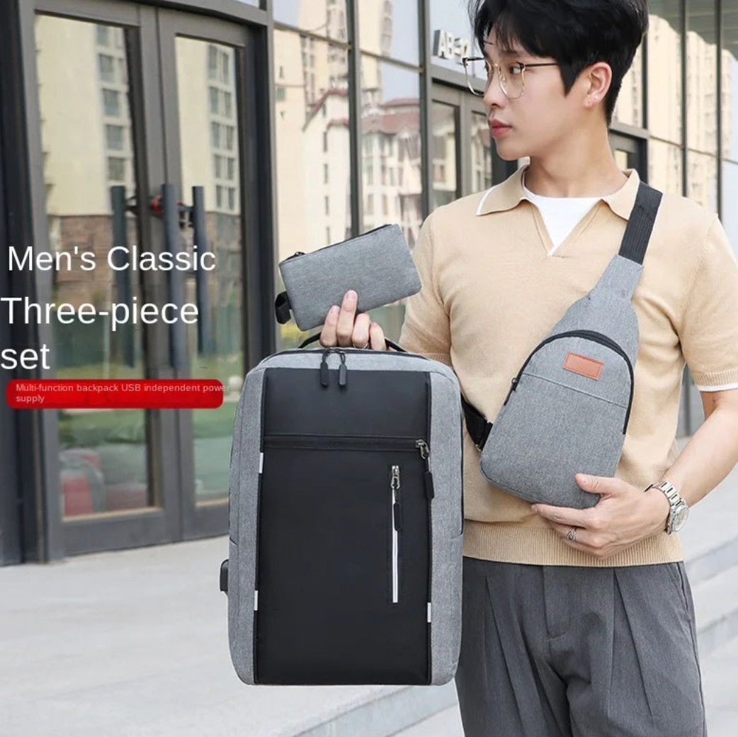 3-in-1 Waterproof Oxford Laptop Backpack – High-Quality Casual School & Computer