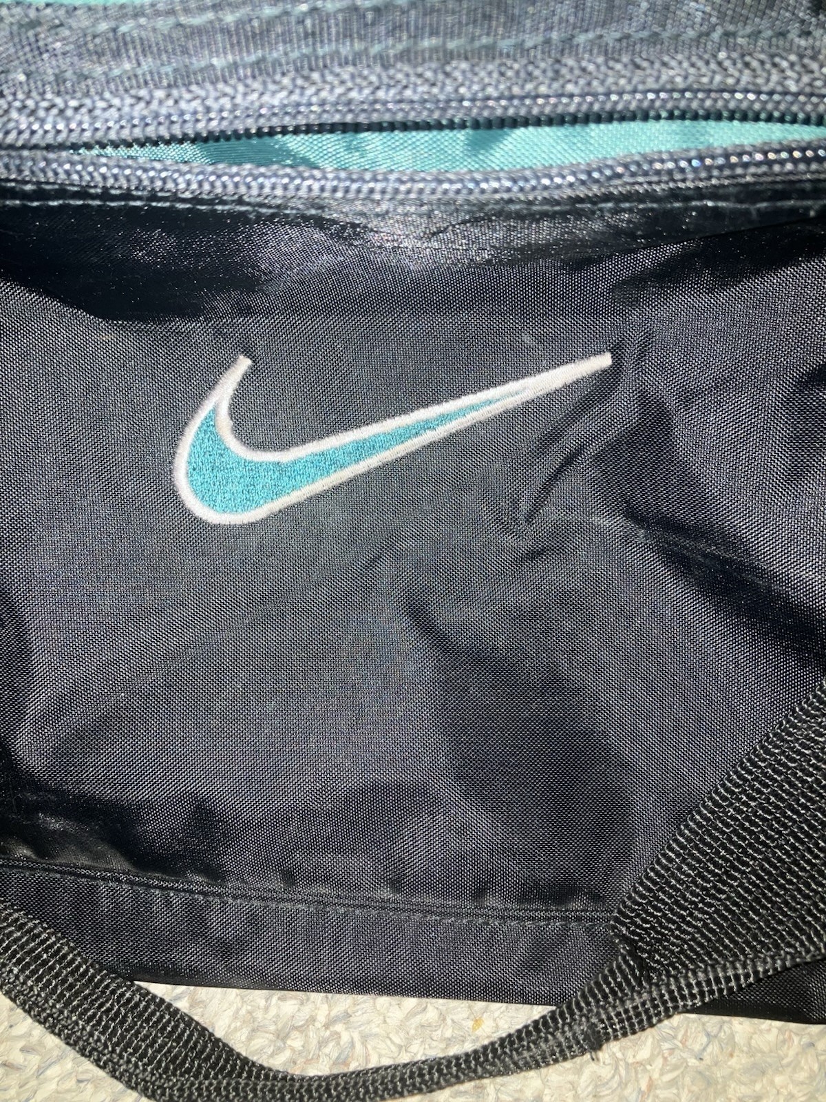 Vintage Nike Athletic Brand Duffle Bag Green 90s Gym Bag Carry On Swoosh Luggage