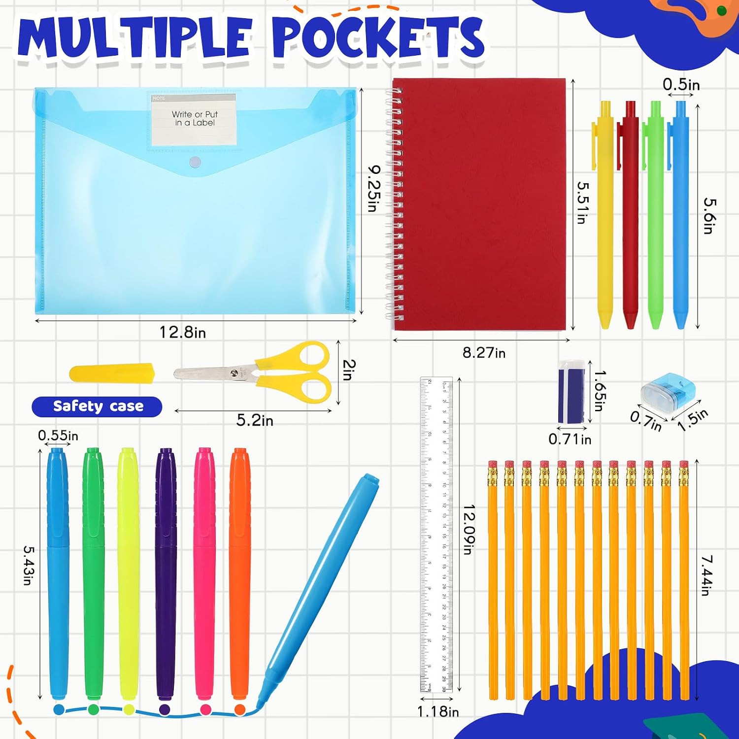 29 Pcs Clear Backpacks with Study Supplies, 17In Transparent PVC Bag for Element