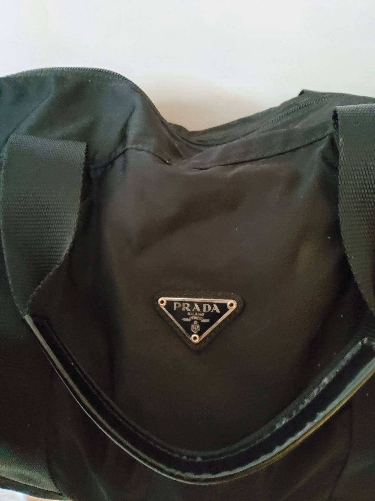 Authentic PRADA Boston Weekend Gym Duffle Bag Nylon Lock Keys Unlined Black