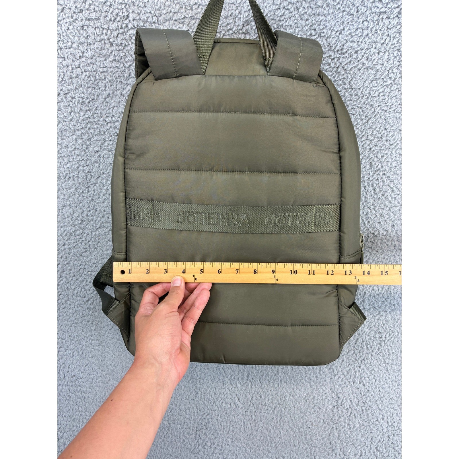 doTERRA Puffer Backpack Unisex Rucksack Army Green Travel Activewear Quilted