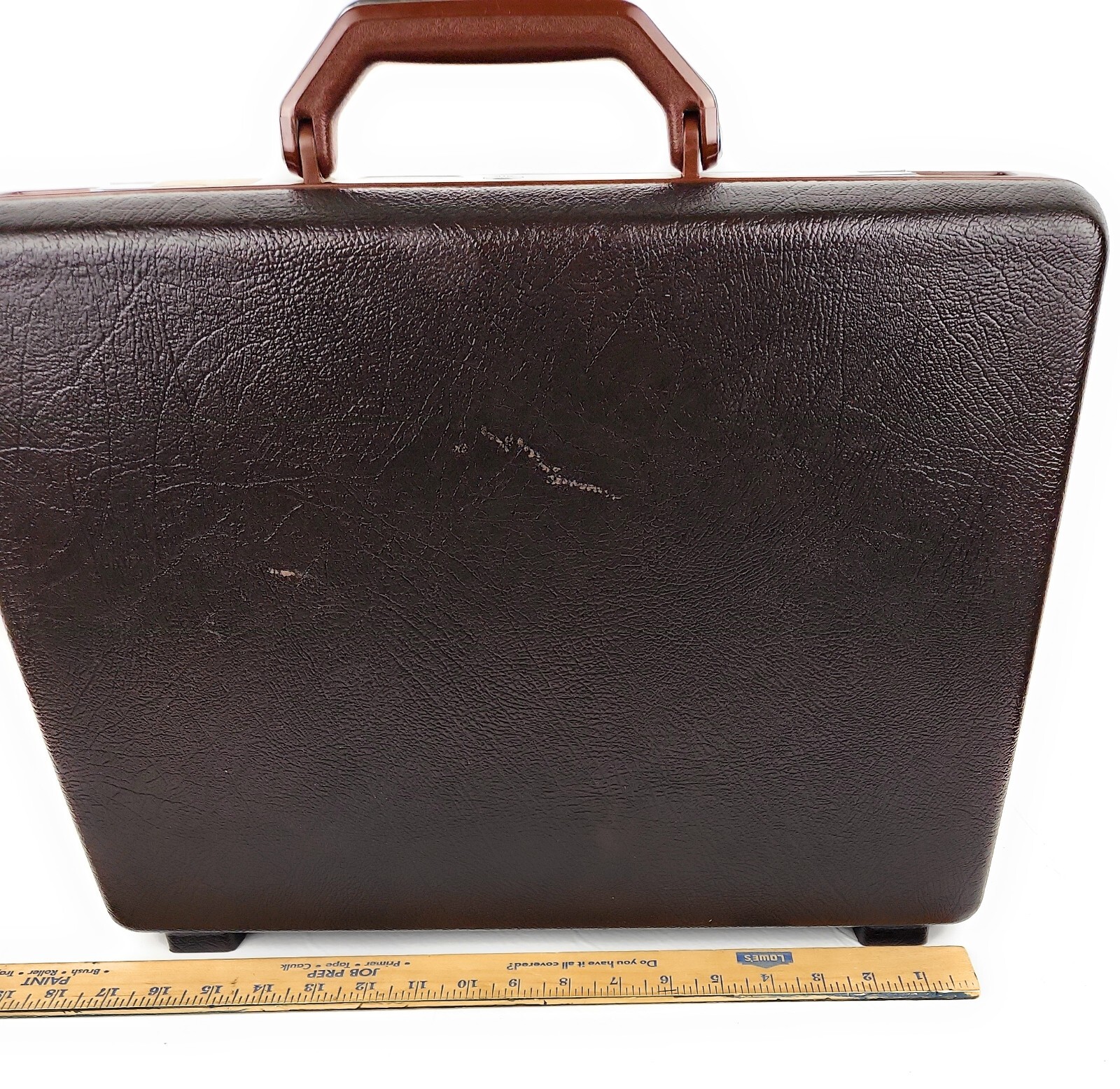 Vtg Samsonite Briefcase Brown Hard Side Slim MidCentury Attache MCM NO KEY 18″