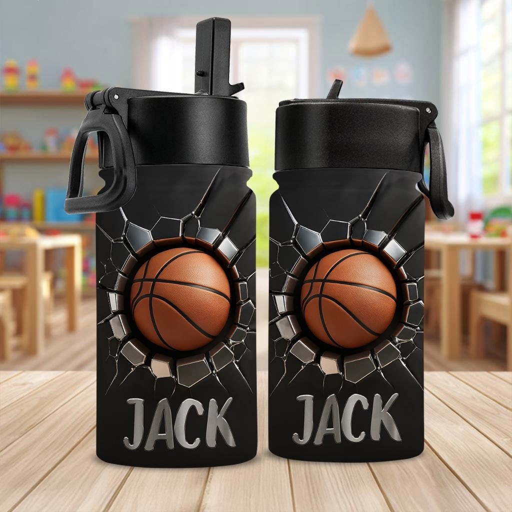 Custom 3D Basketball Backpack Set with Water Bottle Lunch Bag Boys School Gift