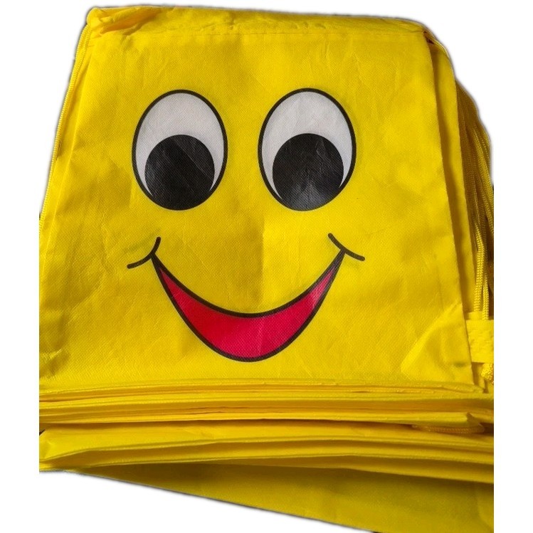 12 Different Emoji Bag for Kids Party Favors Drawstring Backpack for School