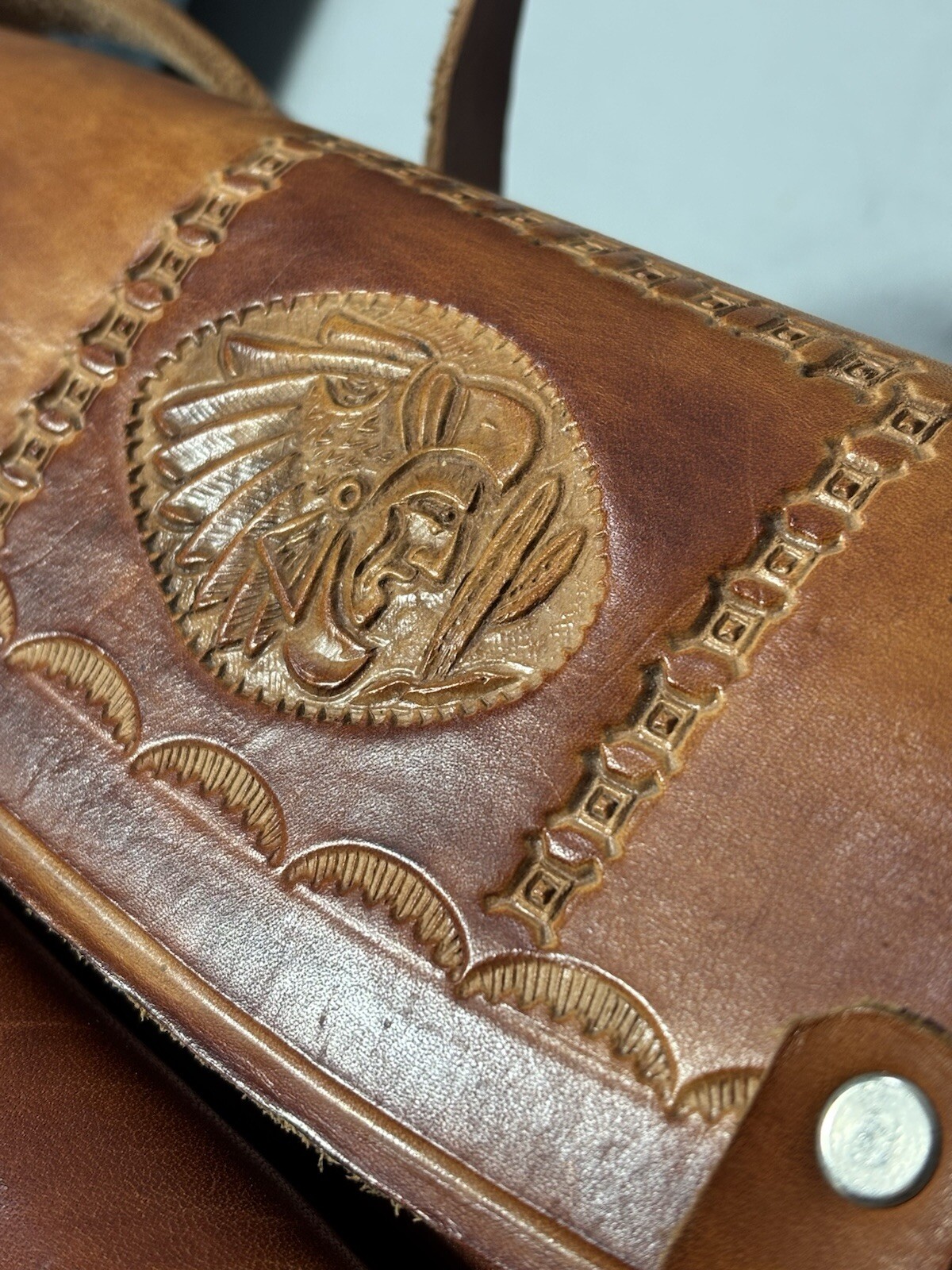 Handmade Leather Shoulder Bag- Handmade Bag -Native Art Bag