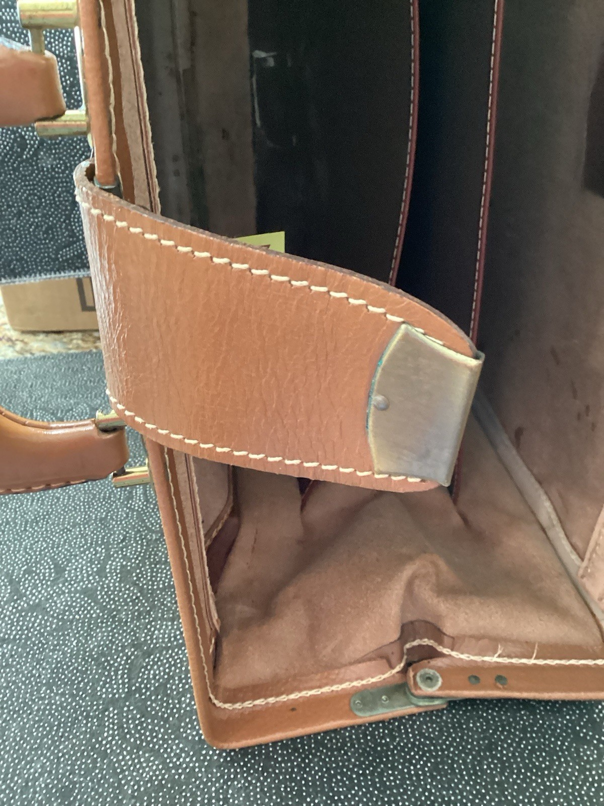 VTG Genuine Leather Split Cowhide Briefcase Wearbest Men’s Brown Expandable