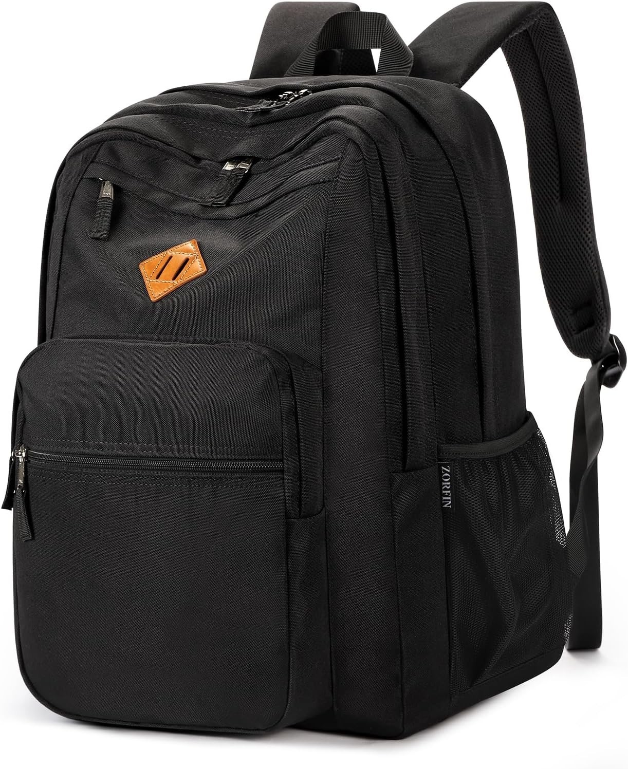 26L Black Backpack for School, College, and Travel: Water Resistant Bookbag with