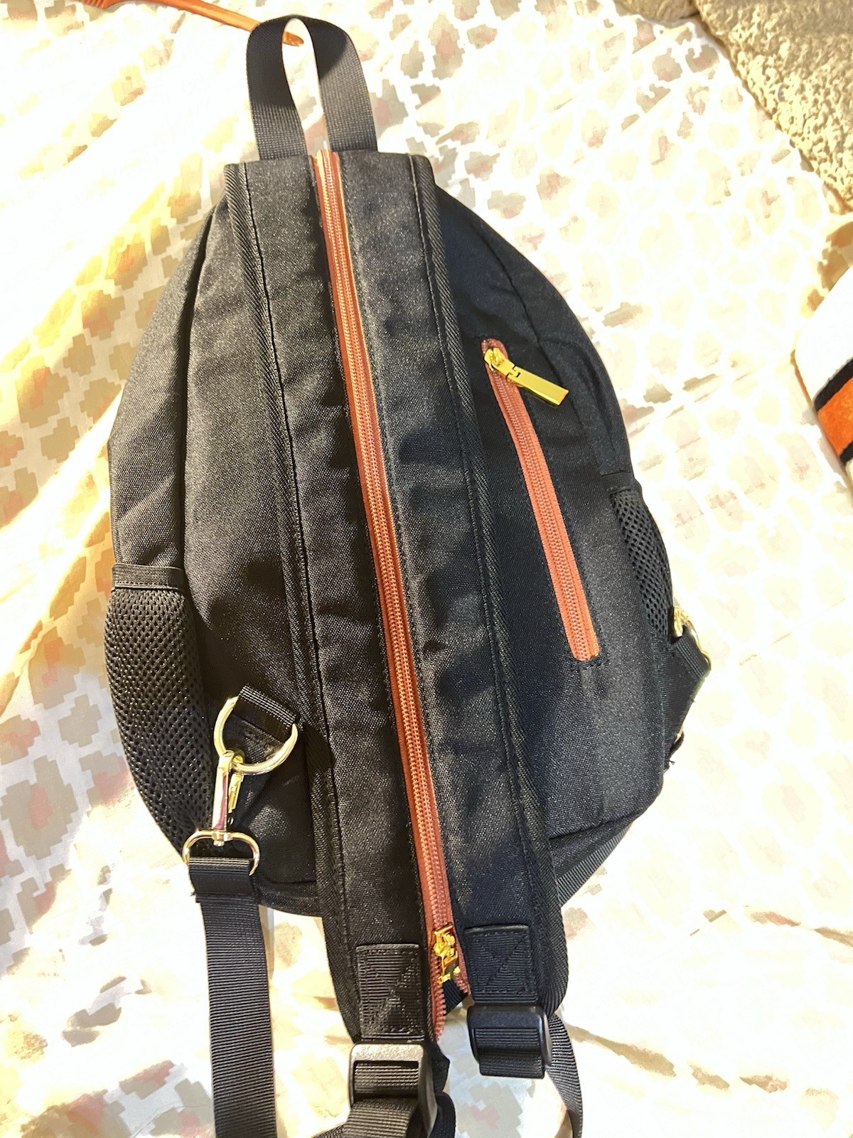 HLAEX Colorblock Black Brown White Crossbody Sling Bag Zip Adjustable Strap