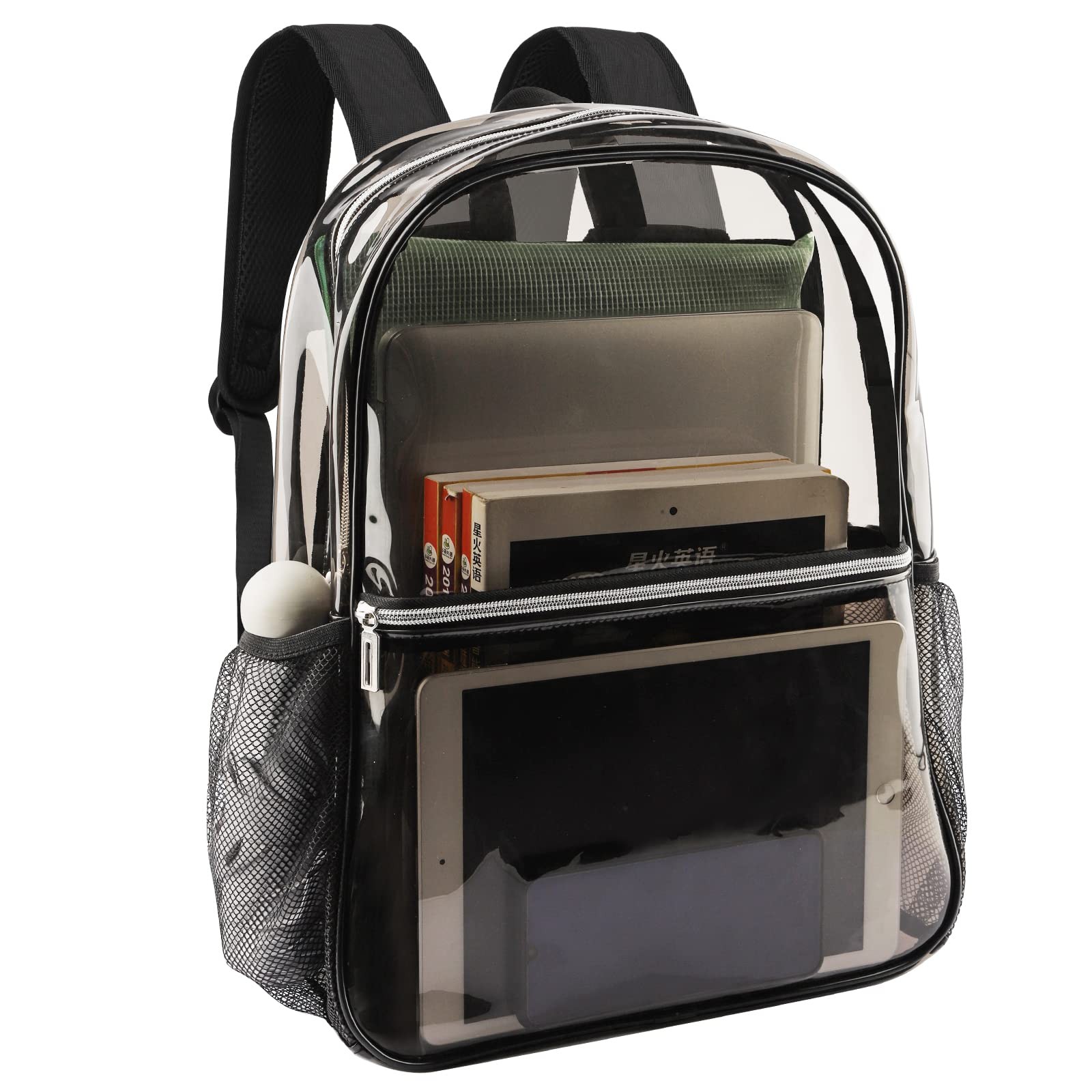 1 PCS Black Clear Heavy Duty TPU Transparent Backpack Sports Work Travel Bag