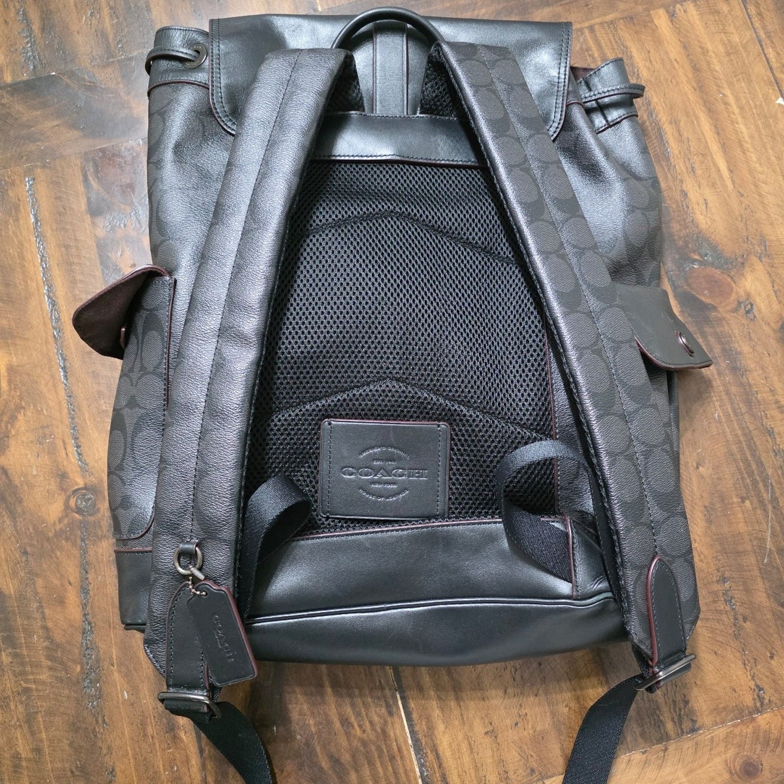 Coach Hudson Backpack Signature Canvas Black Charcoal F50044 Large Laptop Bag