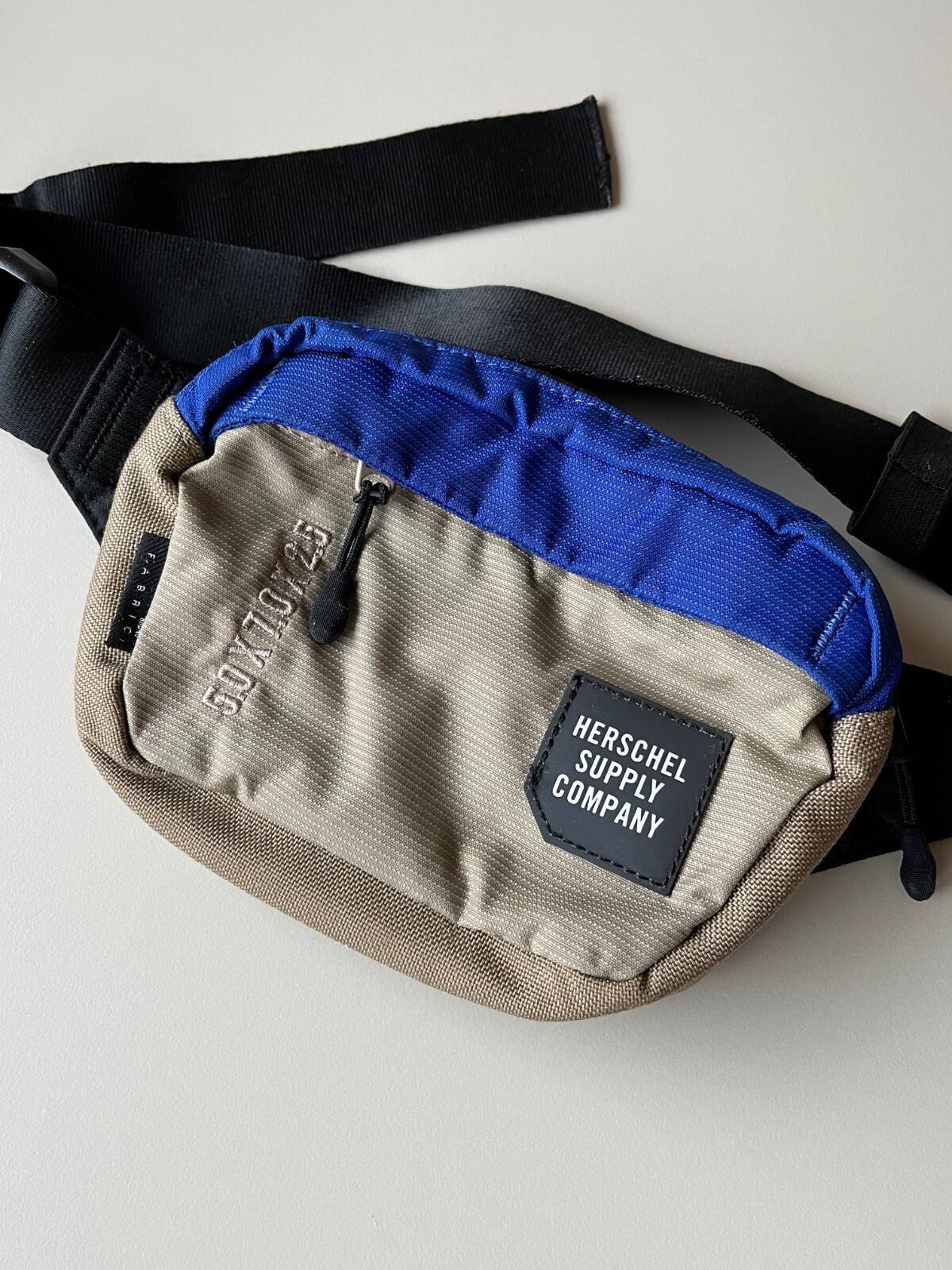 Herschel Supply Co. Tour Hip Pack Small Cordura in Blue and Gray 5” x 7” x 2.5”