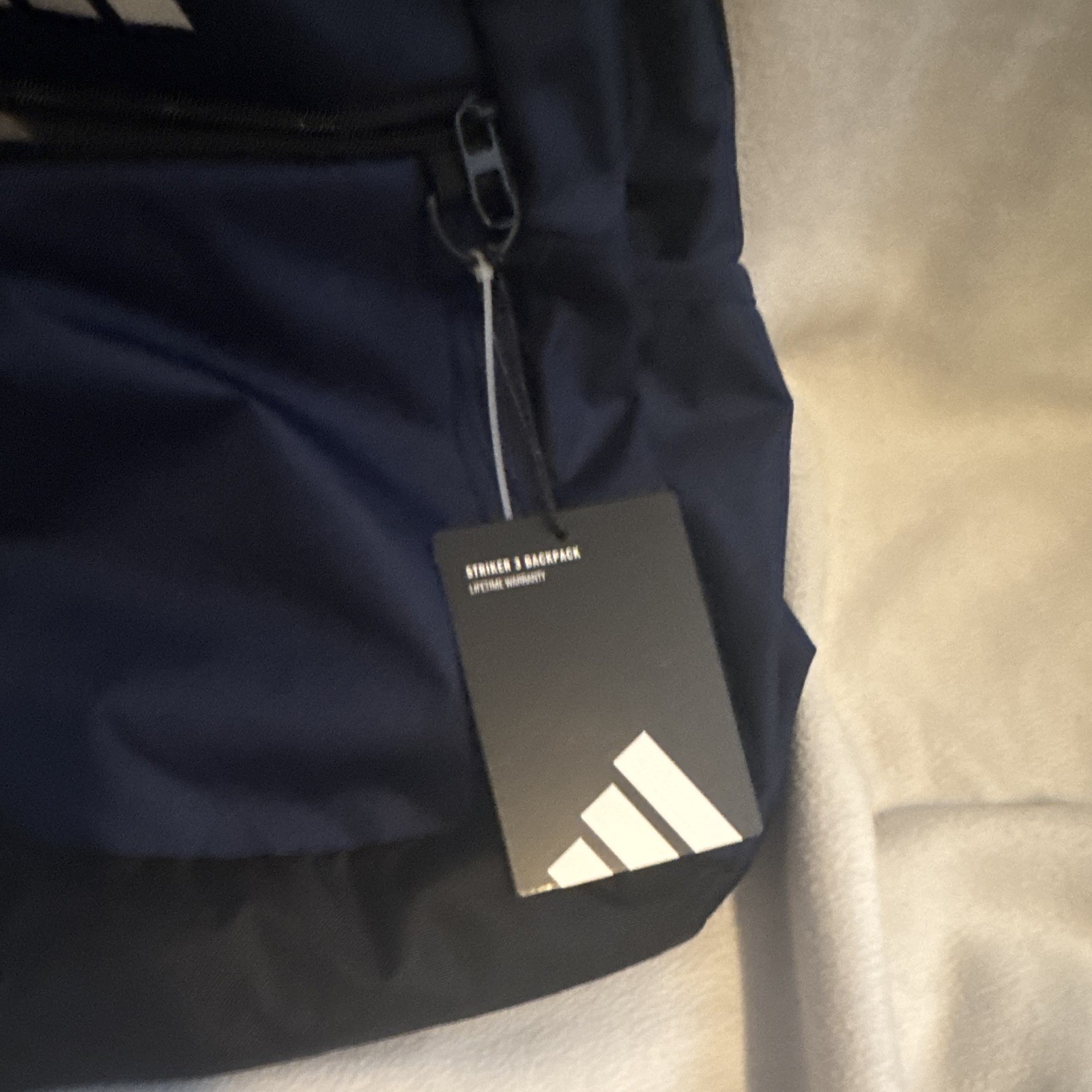 adidas Striker 3 Backpack Team Navy Blue OSFA Padded Zip Bottle Pocket