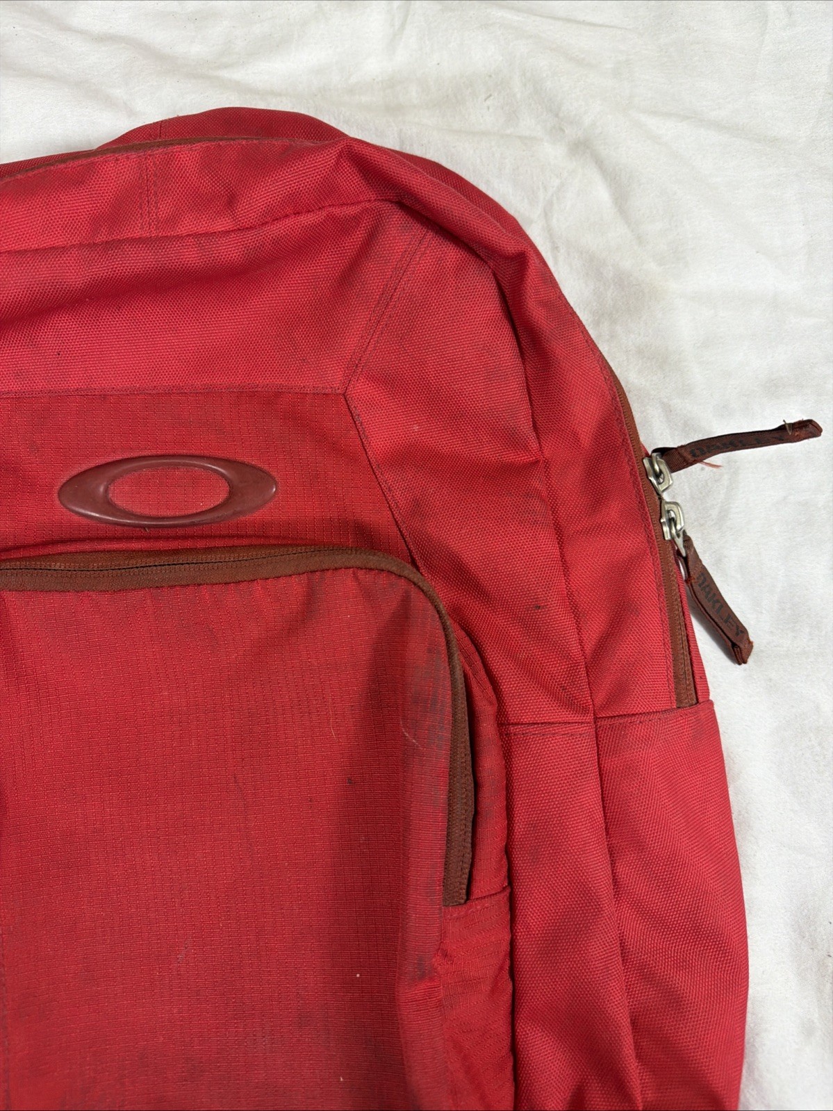 Oakley Works Backpack Ripstop Utility Pockets Software Red Thrash Stained