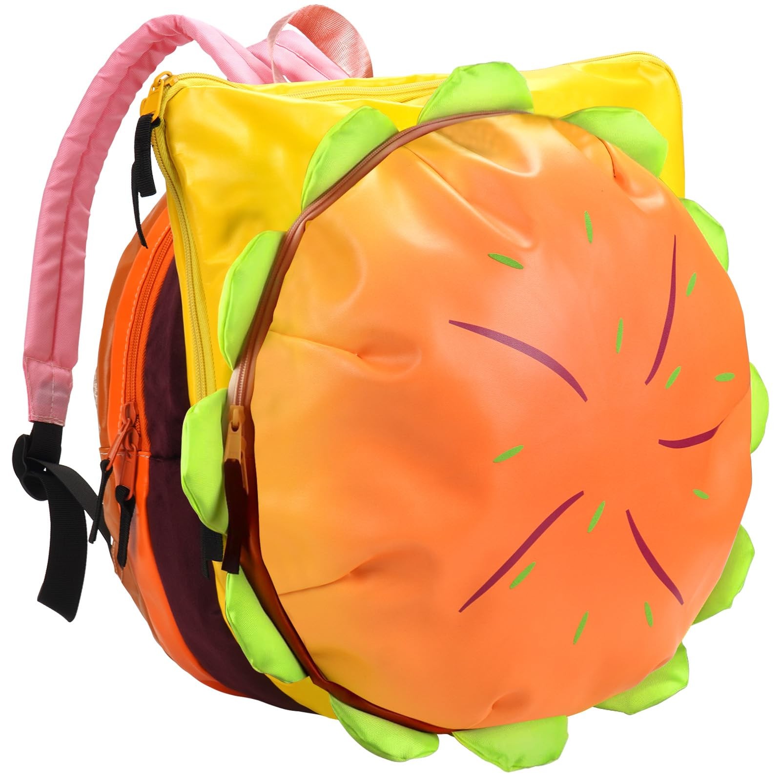 Cheeseburger Backpack Multi-Compartment Funny Hamburger Bookbag Novelty Bag