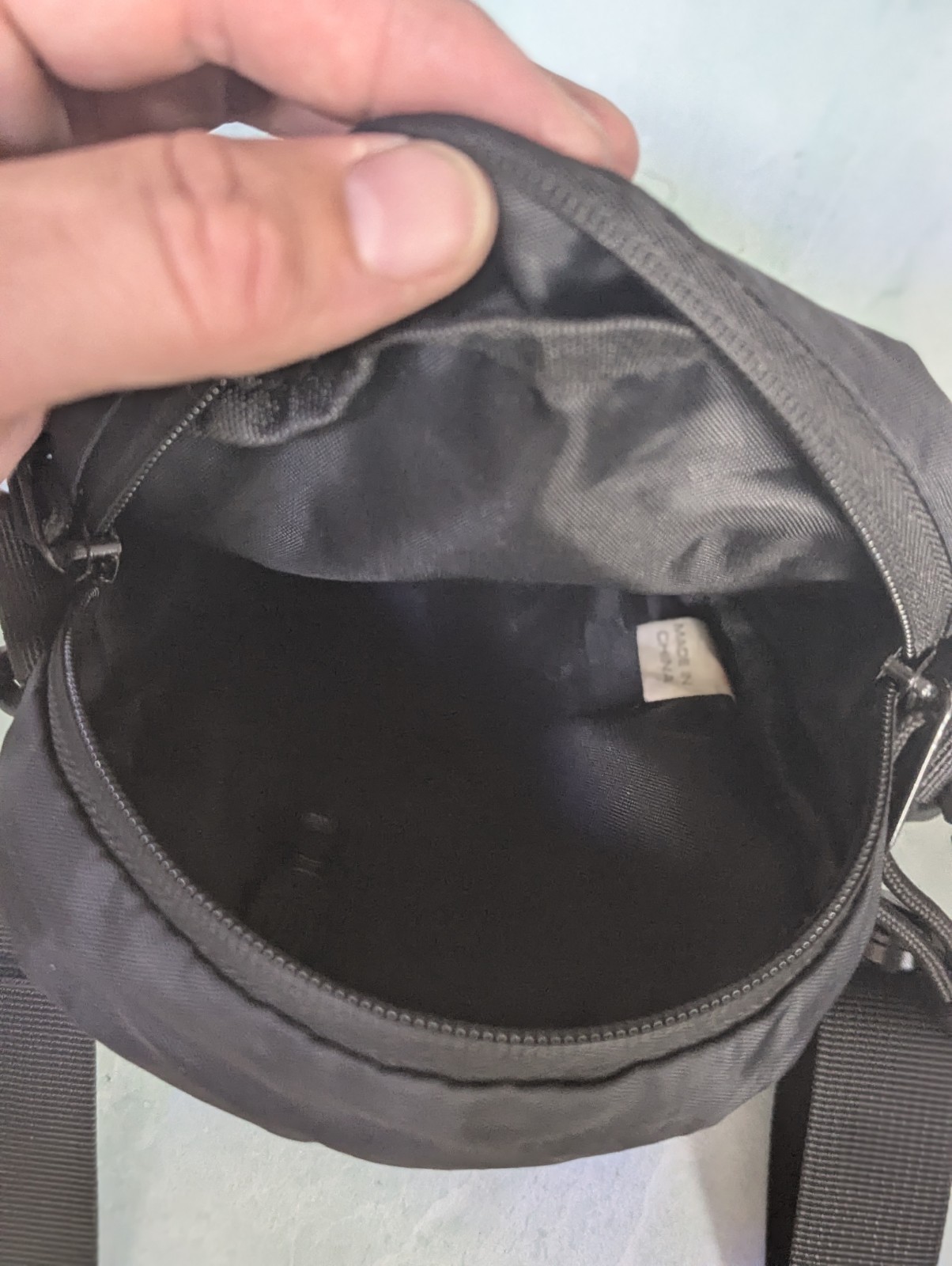Authentic Supreme Cordura Fabric Shoulder Crossbody Bag SS18 Black Burn Hole SEE