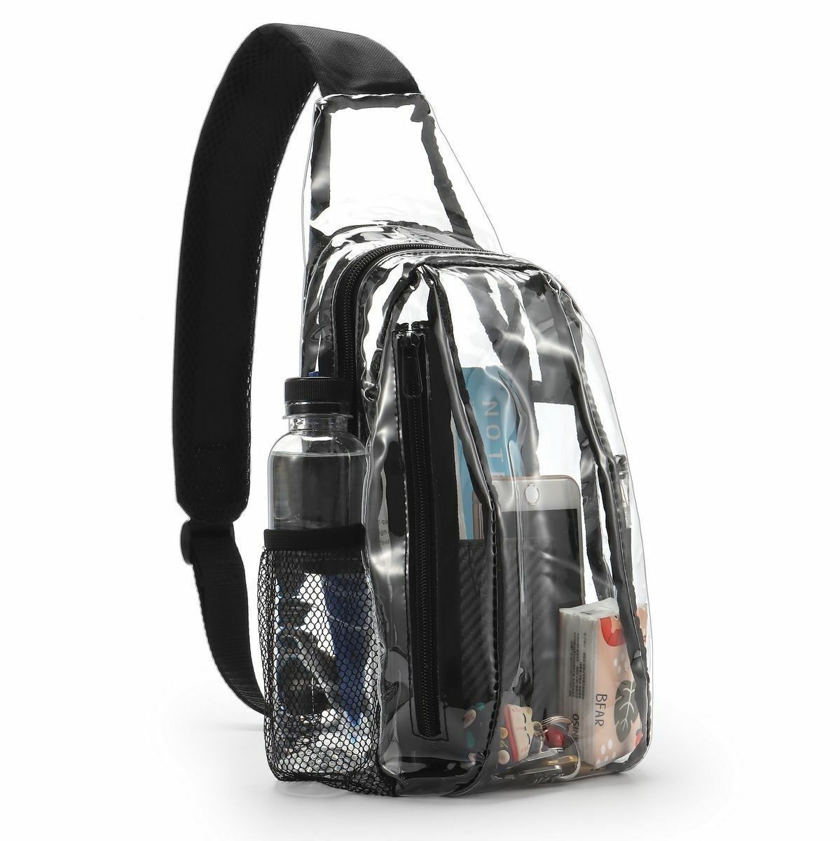 Clear PVC Sling Bag Transparent Stadium Shoulder Crossbody Chest Pack Adjustable