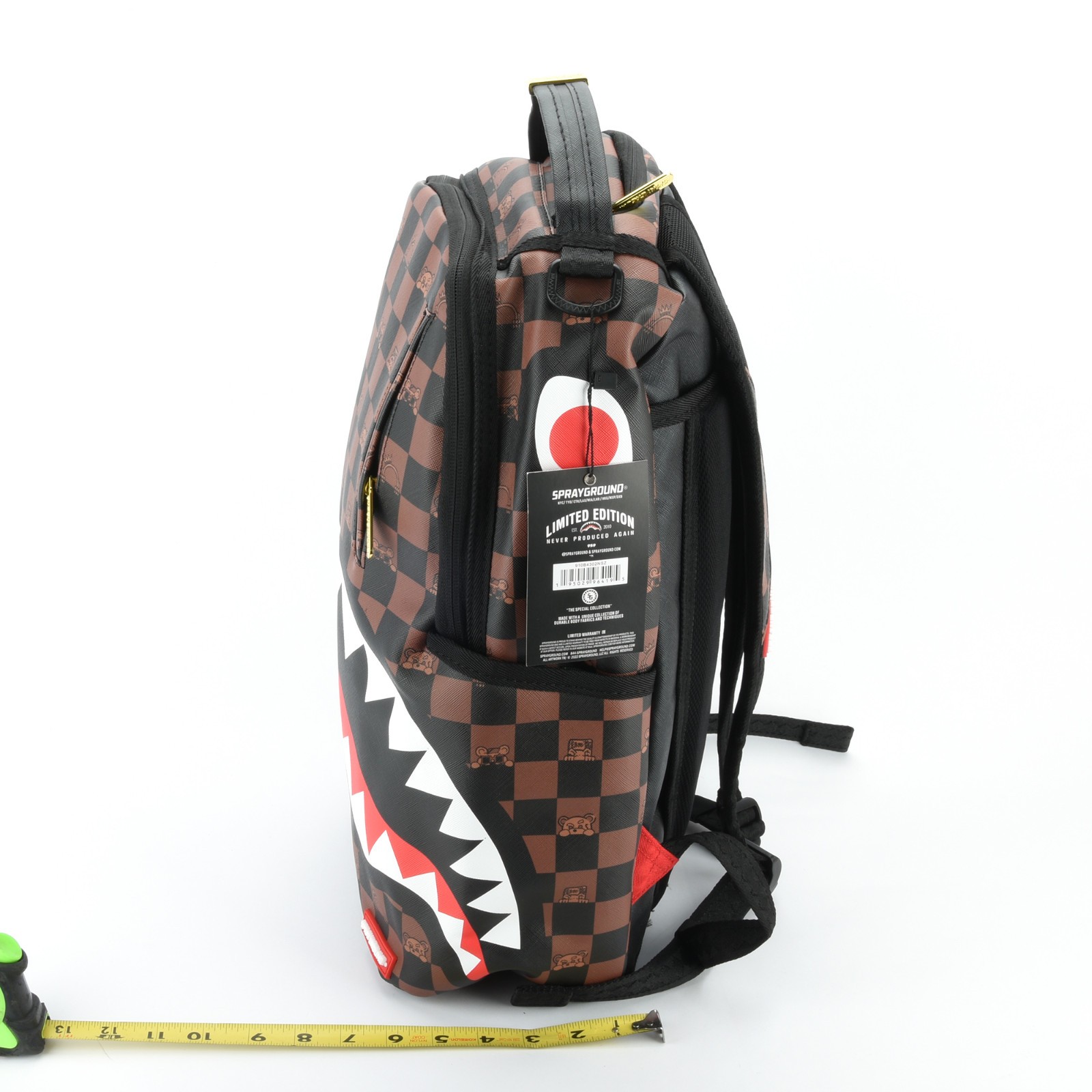 Sprayground Shark The Hideout Sharks Leather Backpack Unisex Plaid Brown