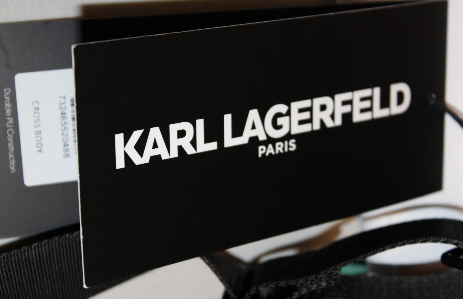 NEW Karl Lagerfeld Crossbody Men’s Bag Black Lined Pockets Adjustable Strap iPad