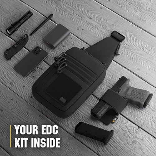 M-Tac Tactical Sling Bag Crossbody Concealed Carry EDC 600D Polyester Black Loop