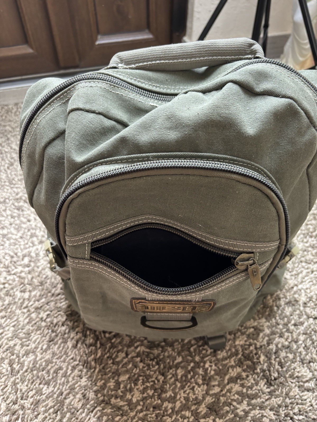 Rare Vintage 90’s Diesel Spare Parts Tactical Multi-Pocket Canvas Backpack khaki