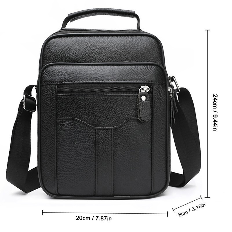 Mens Genuine Leather Messenger Bag Crossbody Bag Casual Business Shoulder Bag