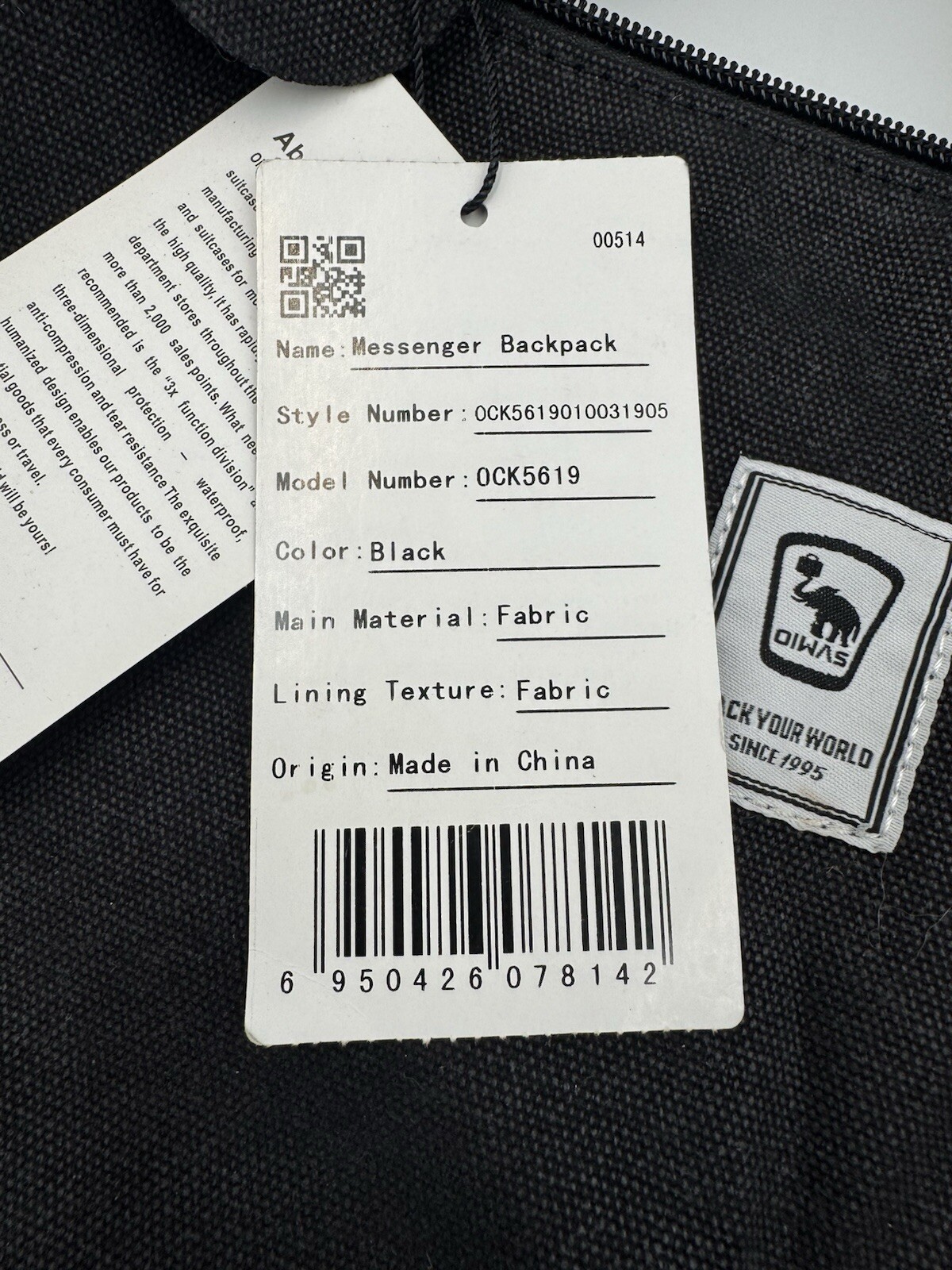 OIWAS Pack Your World Messenger Backpack NewWith Tags