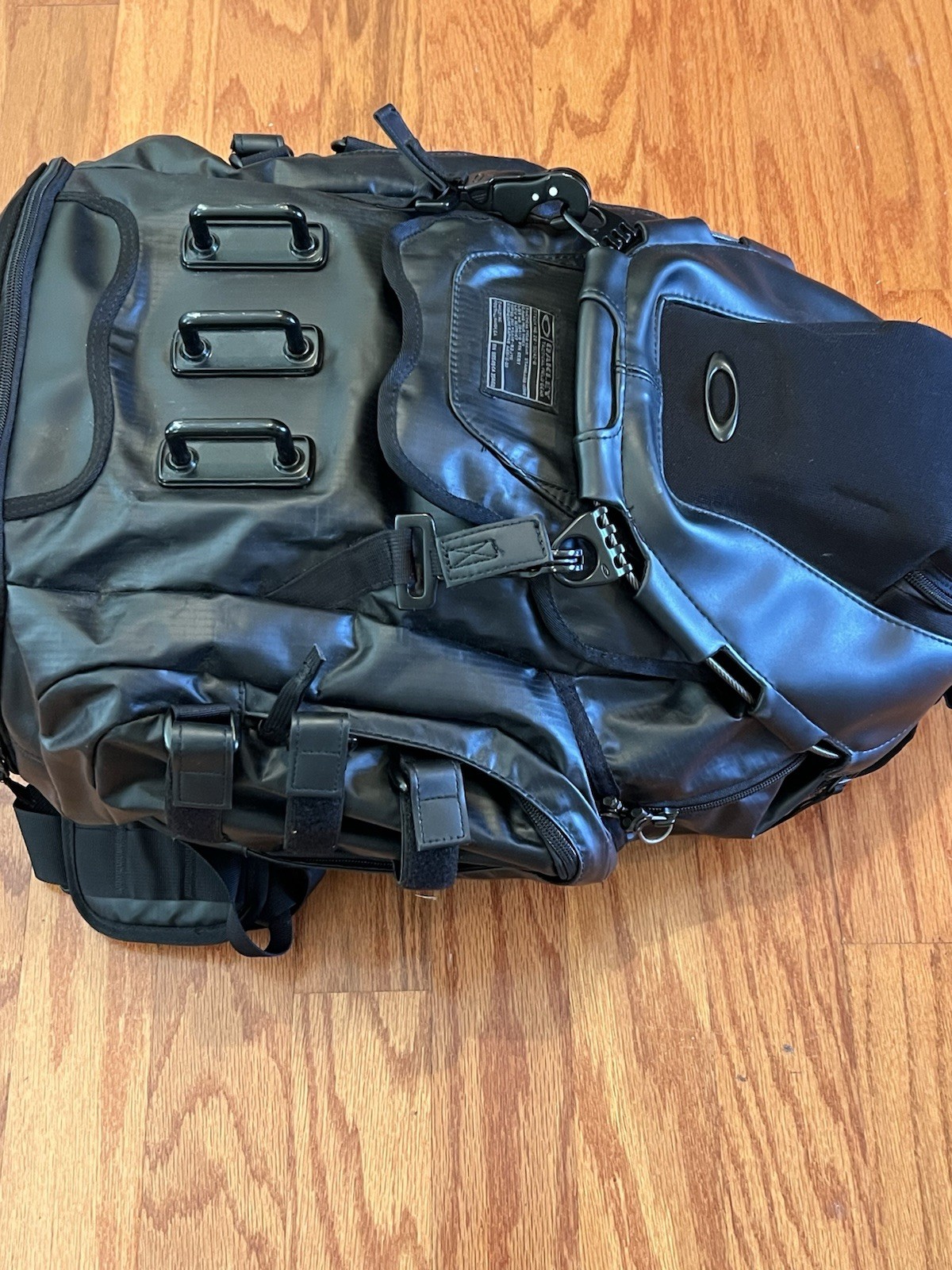 Oakley Kitchen Sink LX Designer Backpack Shiny Stealth Black Military Bag Luxury