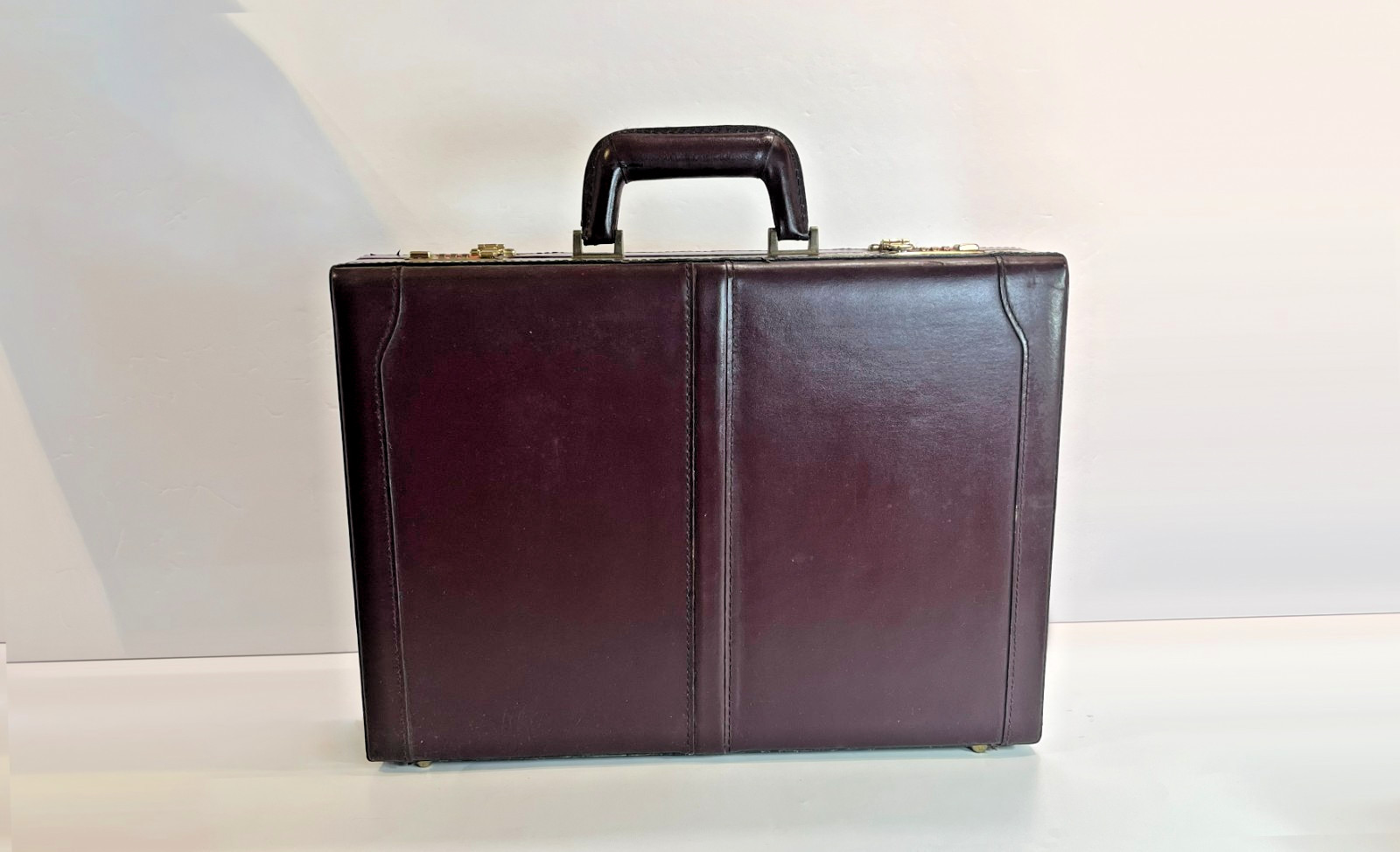 18″ Large Briefcase Men Leather vintage Mulberry Red Brown Suede Beige Interior