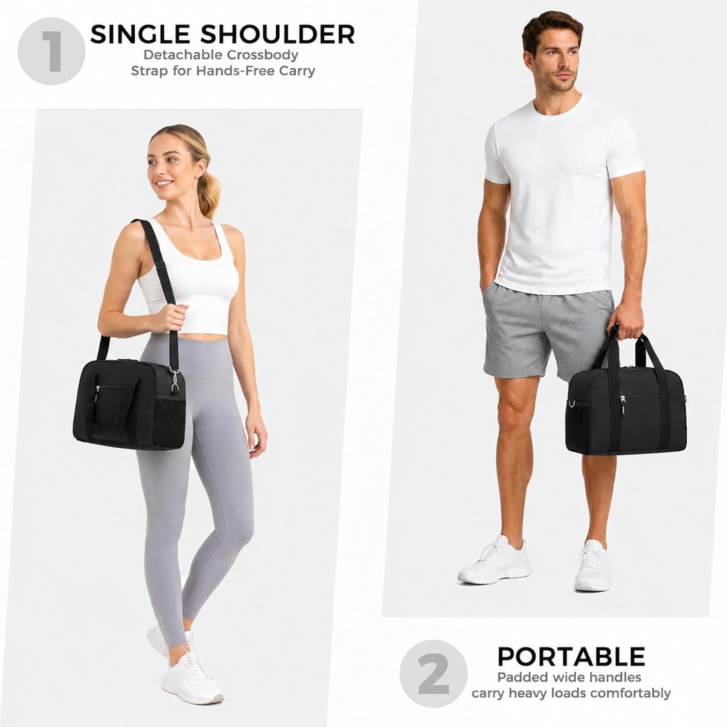 14 Inch Small Gym Bag Mini Duffle Travel Sports Lightweight Carry On Black