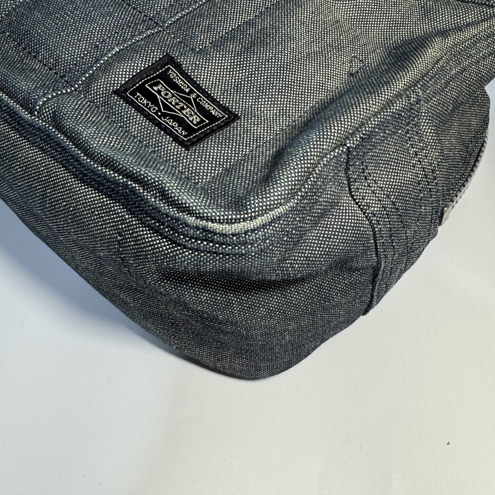 PORTER Deeper Boston Bag Gray Denim Quilted Yoshida Japan