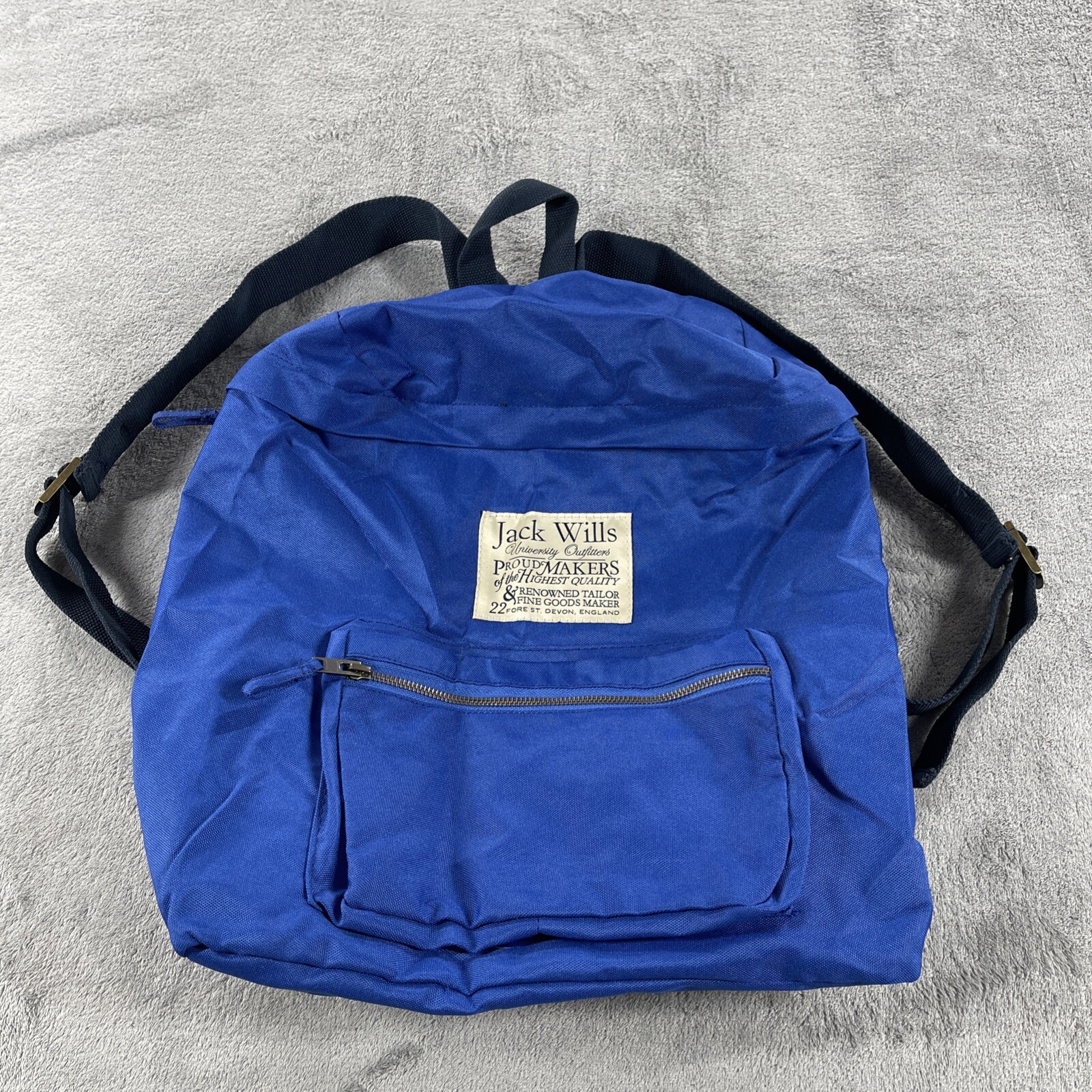 Jack Wills University Outfitter Royal Blue Backpack Zip Closure Lightweight EUC