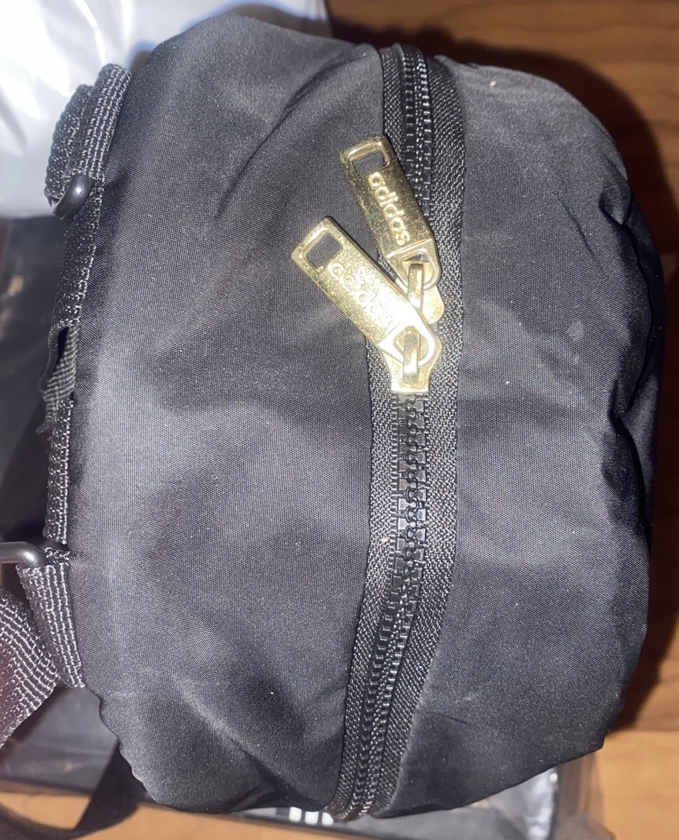 ADIDAS Unisex Linear MINI Backpack White Black 8.5″H x 10.5″W x 5″D GOLD ZIP